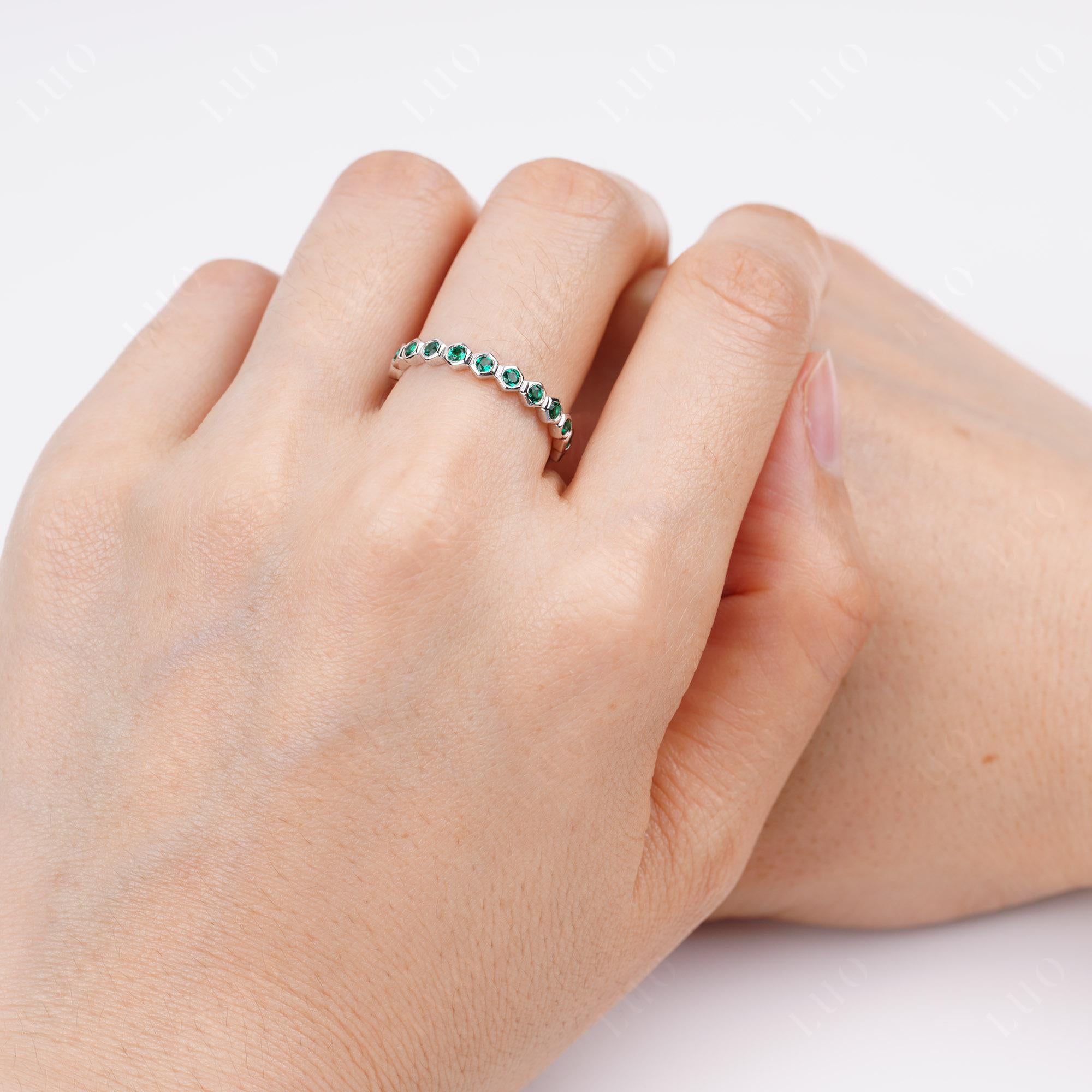 Emerald Hexagon Band Ring | LUO Jewelry
