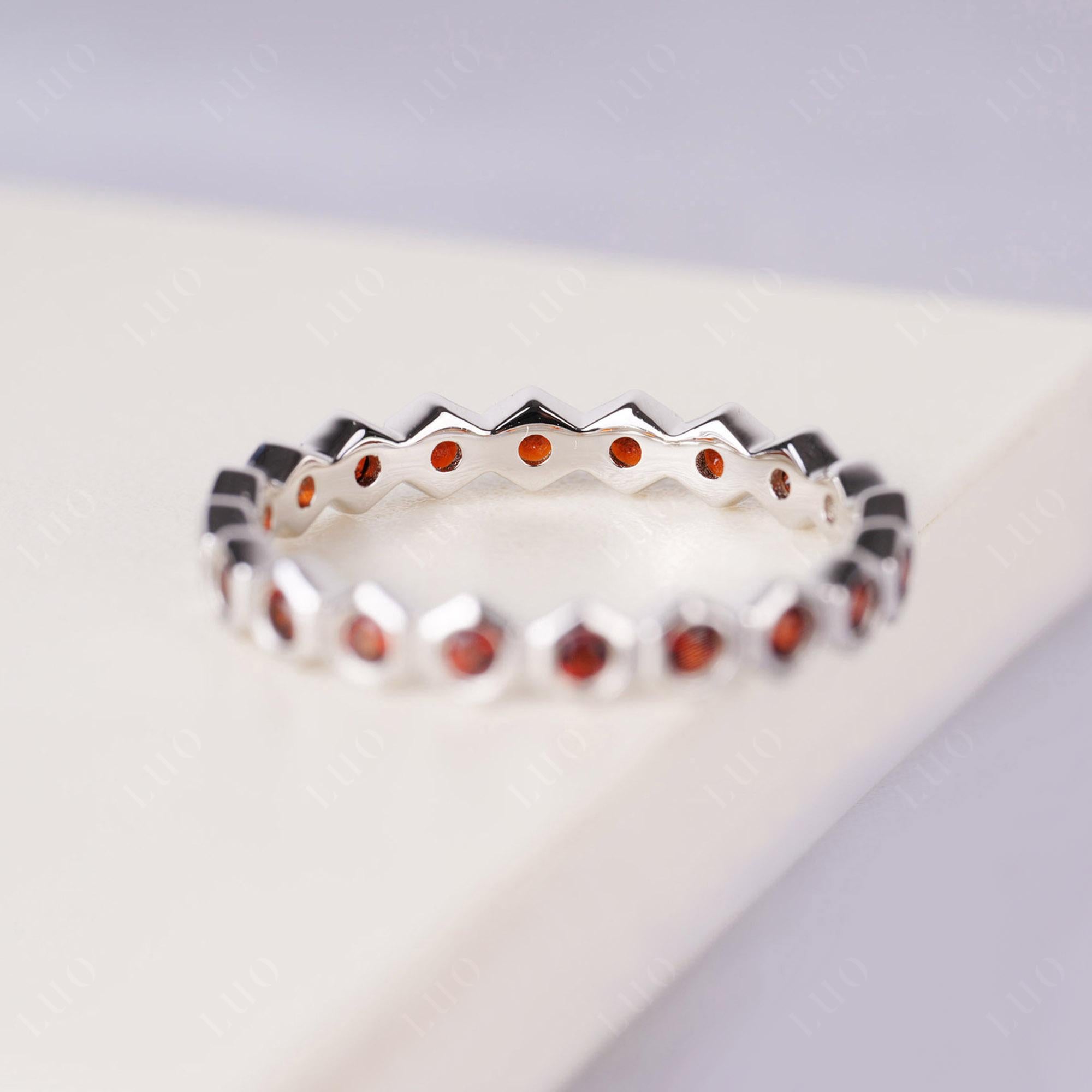 Garnet Hexagon Wedding Ring | LUO Jewelry