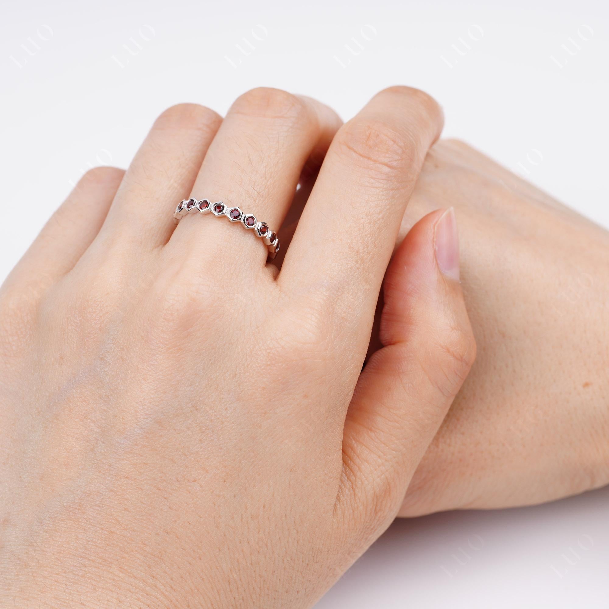 Garnet Hexagon Wedding Ring | LUO Jewelry