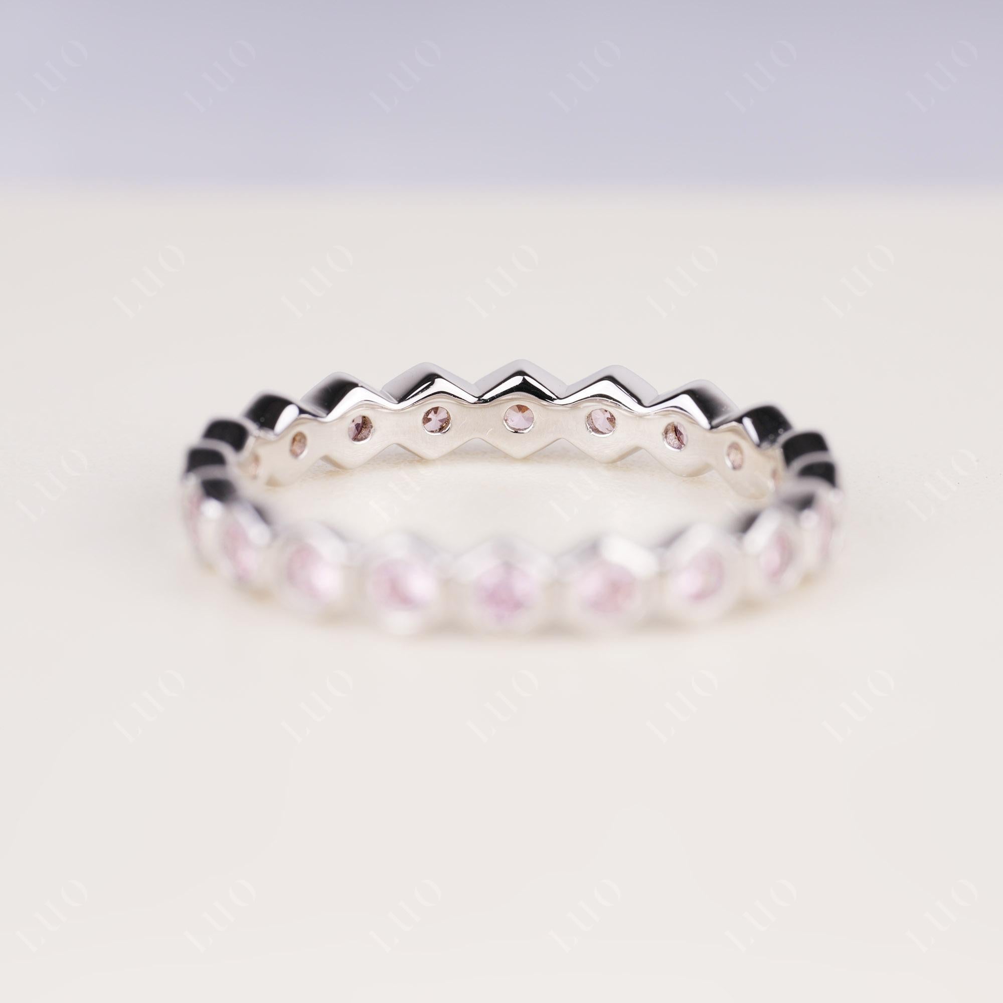 Pink Cubic Zirconia Hexagon Wedding Ring | LUO Jewelry