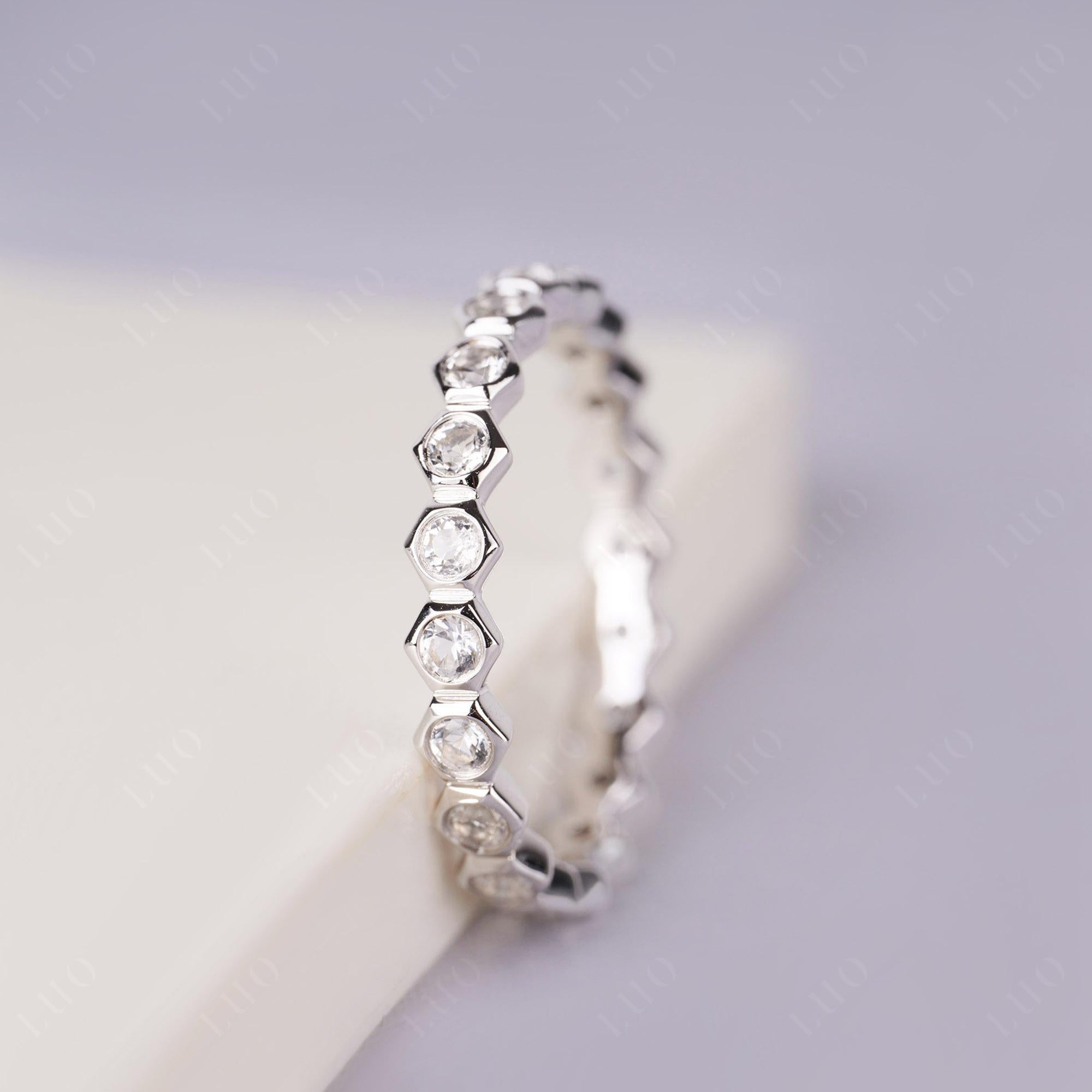 White Topaz Honeycomb Ring | LUO Jewelry