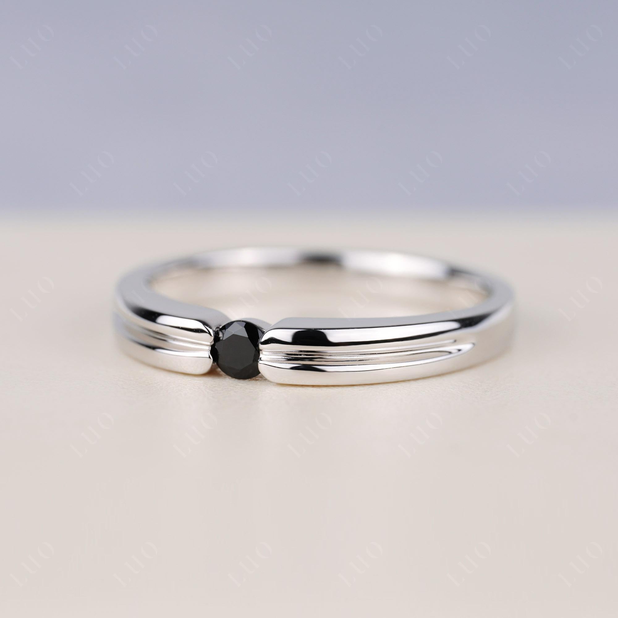 Black Spinel Solitaire Band Ring - LUO Jewelry