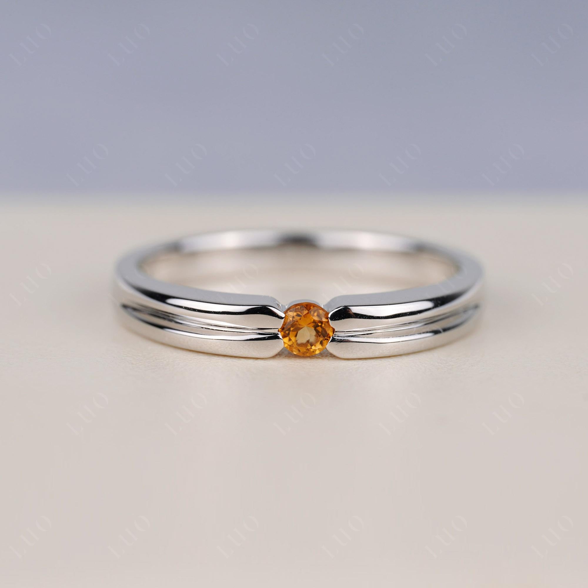 Citrine Solitaire Band Ring - LUO Jewelry