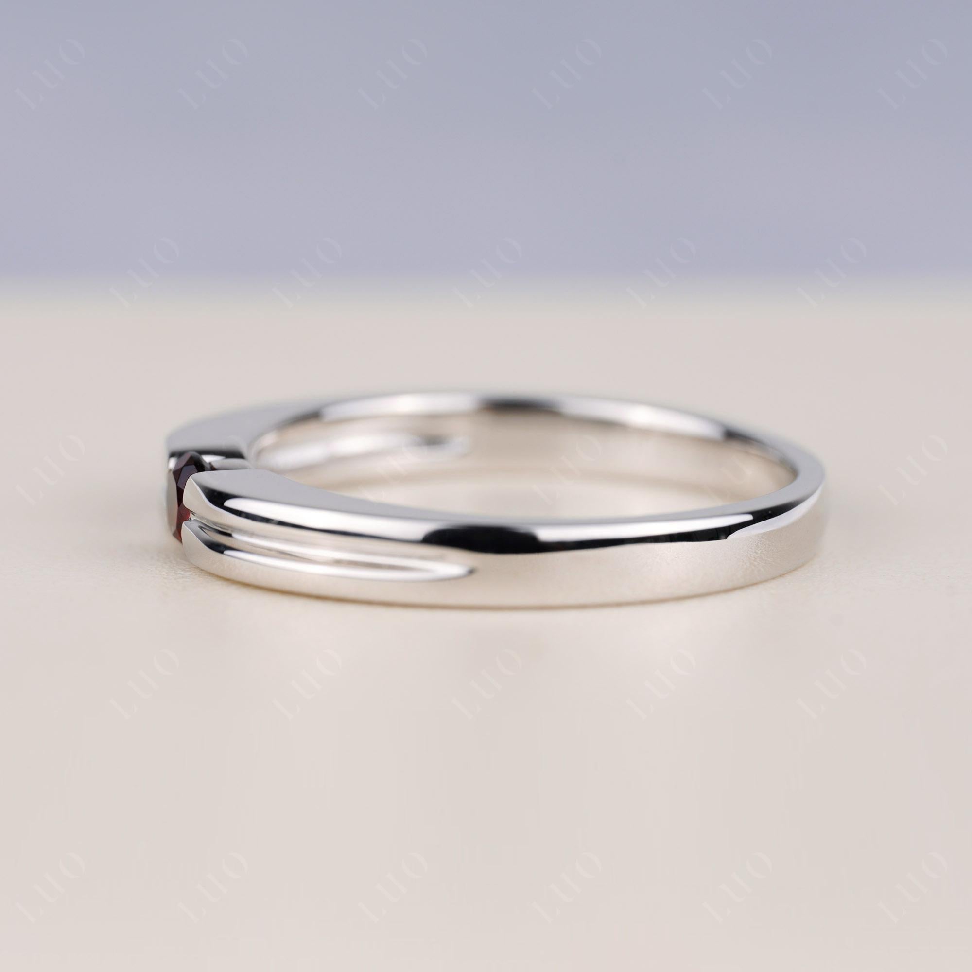 Garnet Solitaire Band Ring - LUO Jewelry