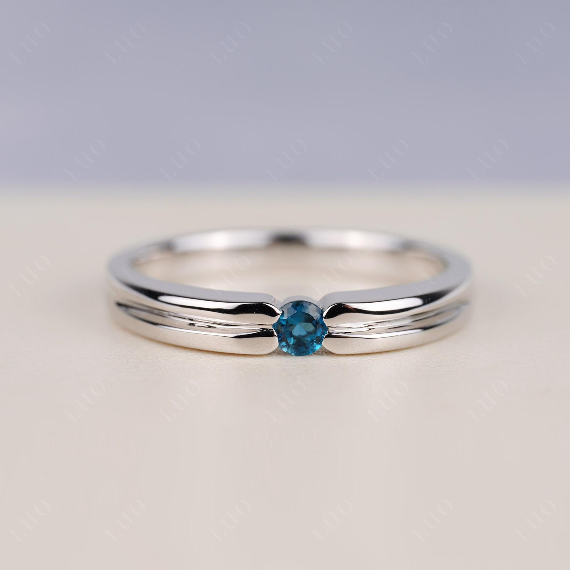 London Blue Topaz Solitaire Band Ring - LUO Jewelry