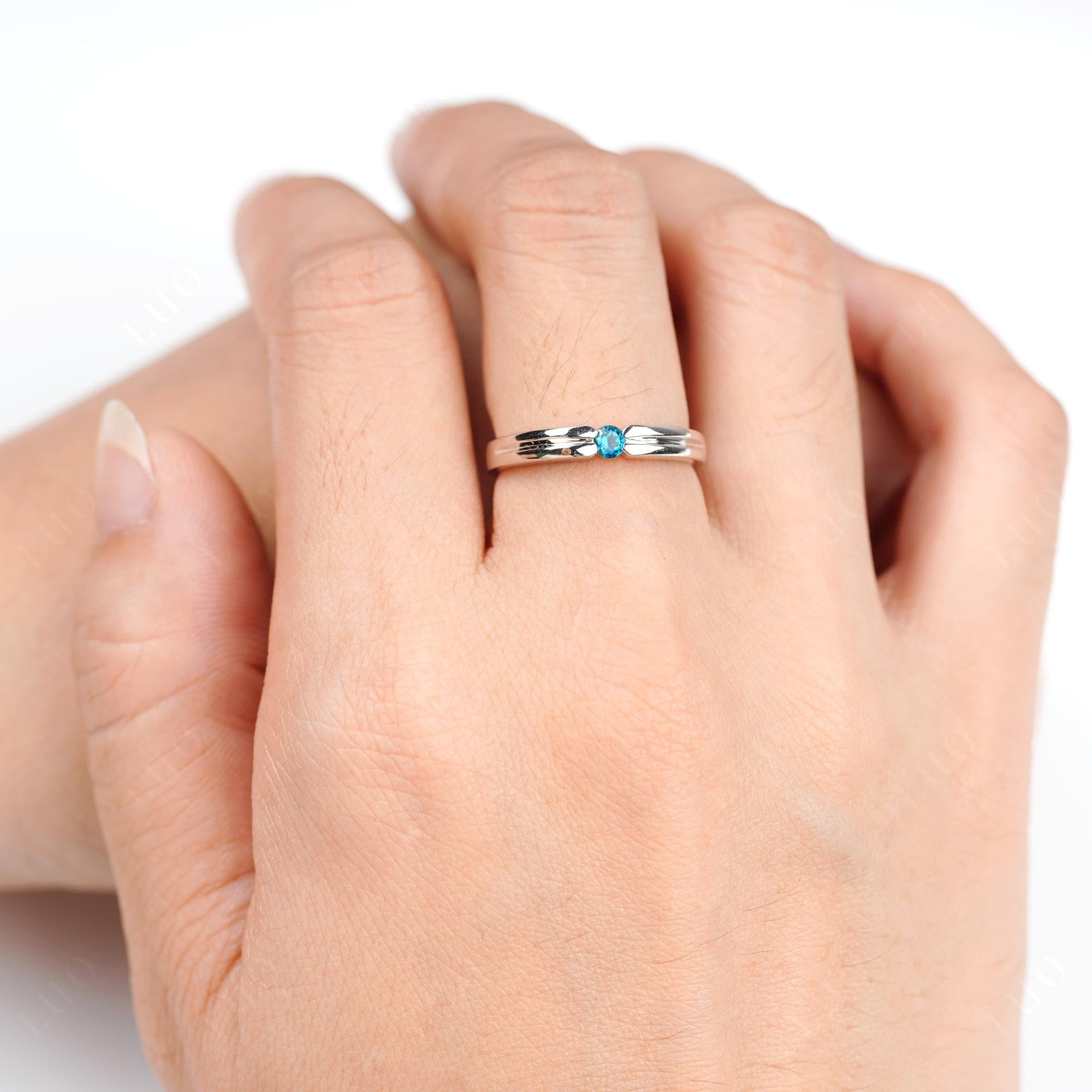 London Blue Topaz Solitaire Band Ring - LUO Jewelry