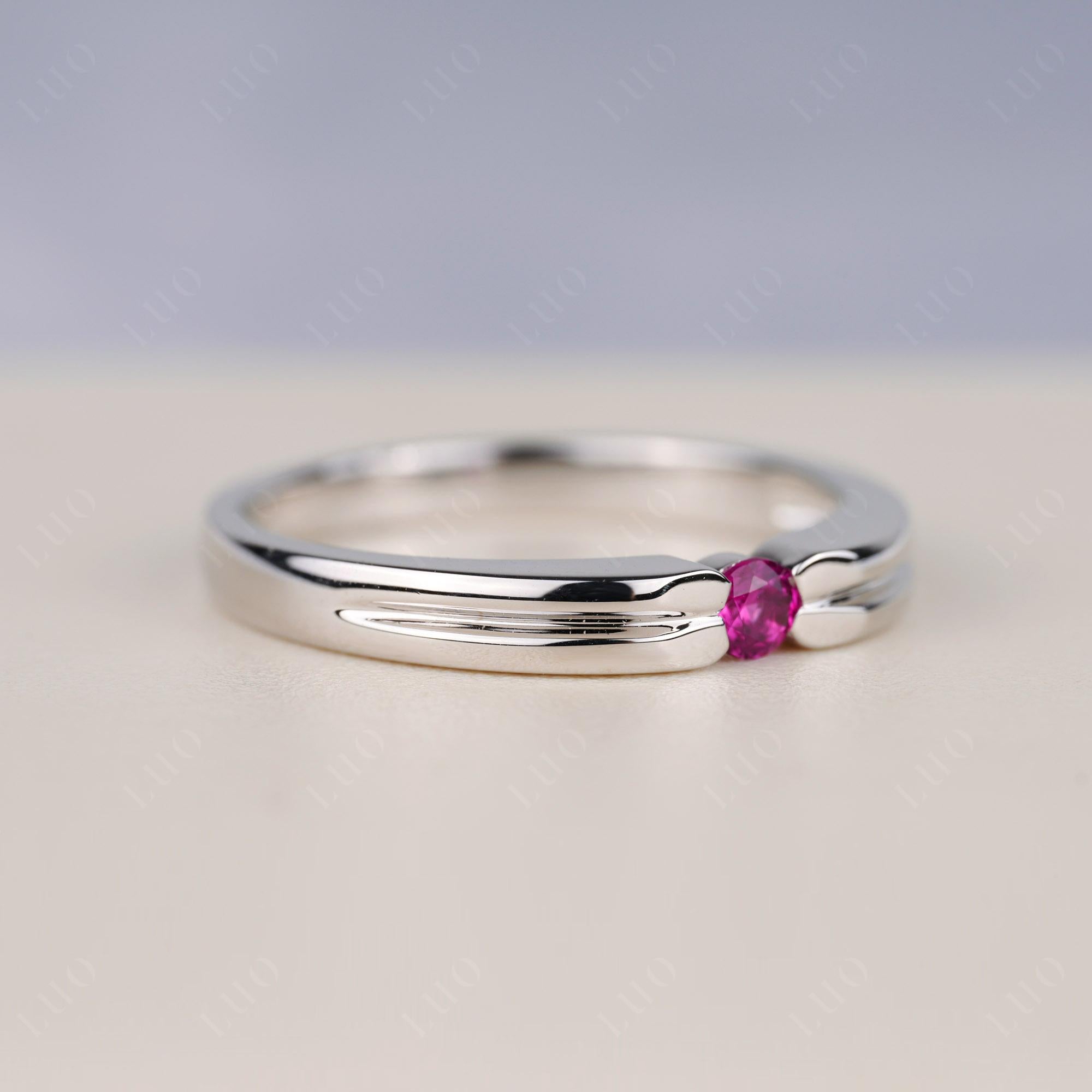 Ruby Solitaire Band Ring - LUO Jewelry