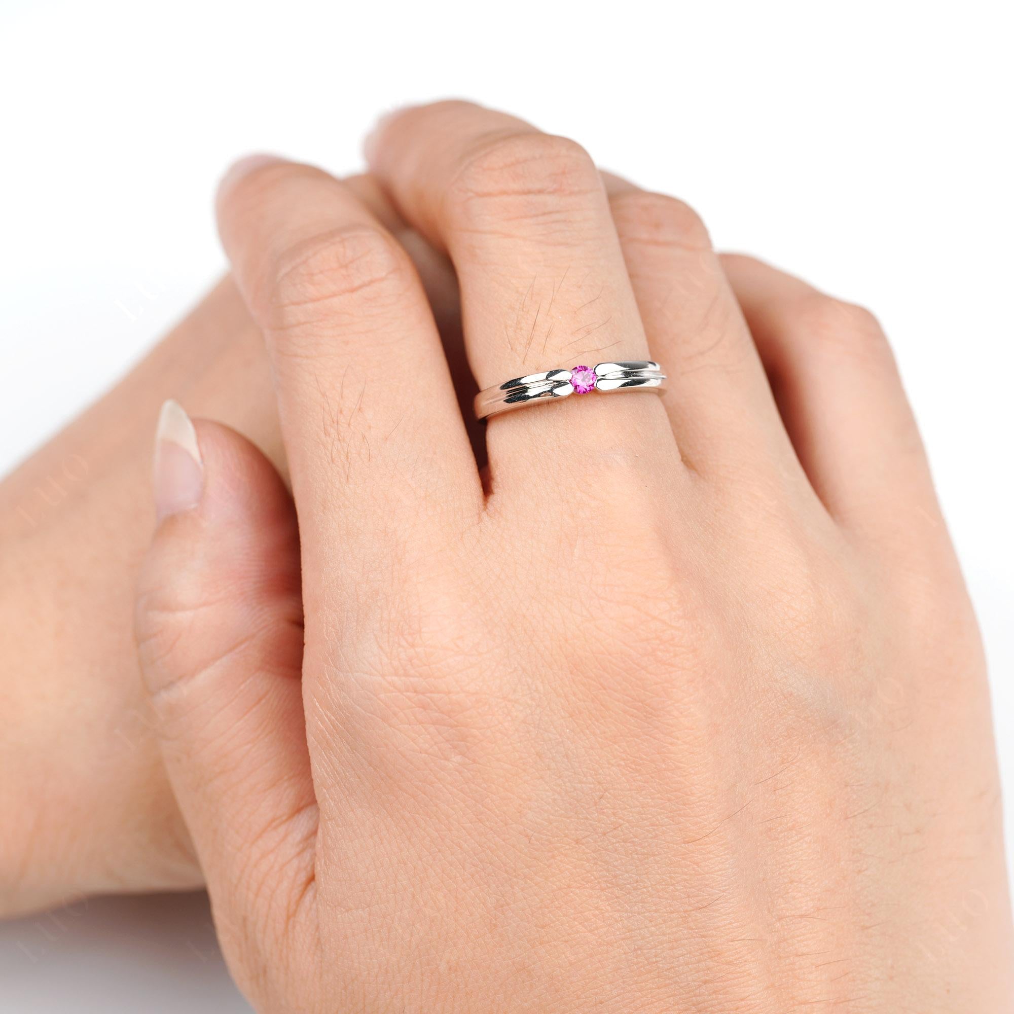 Ruby Solitaire Band Ring - LUO Jewelry