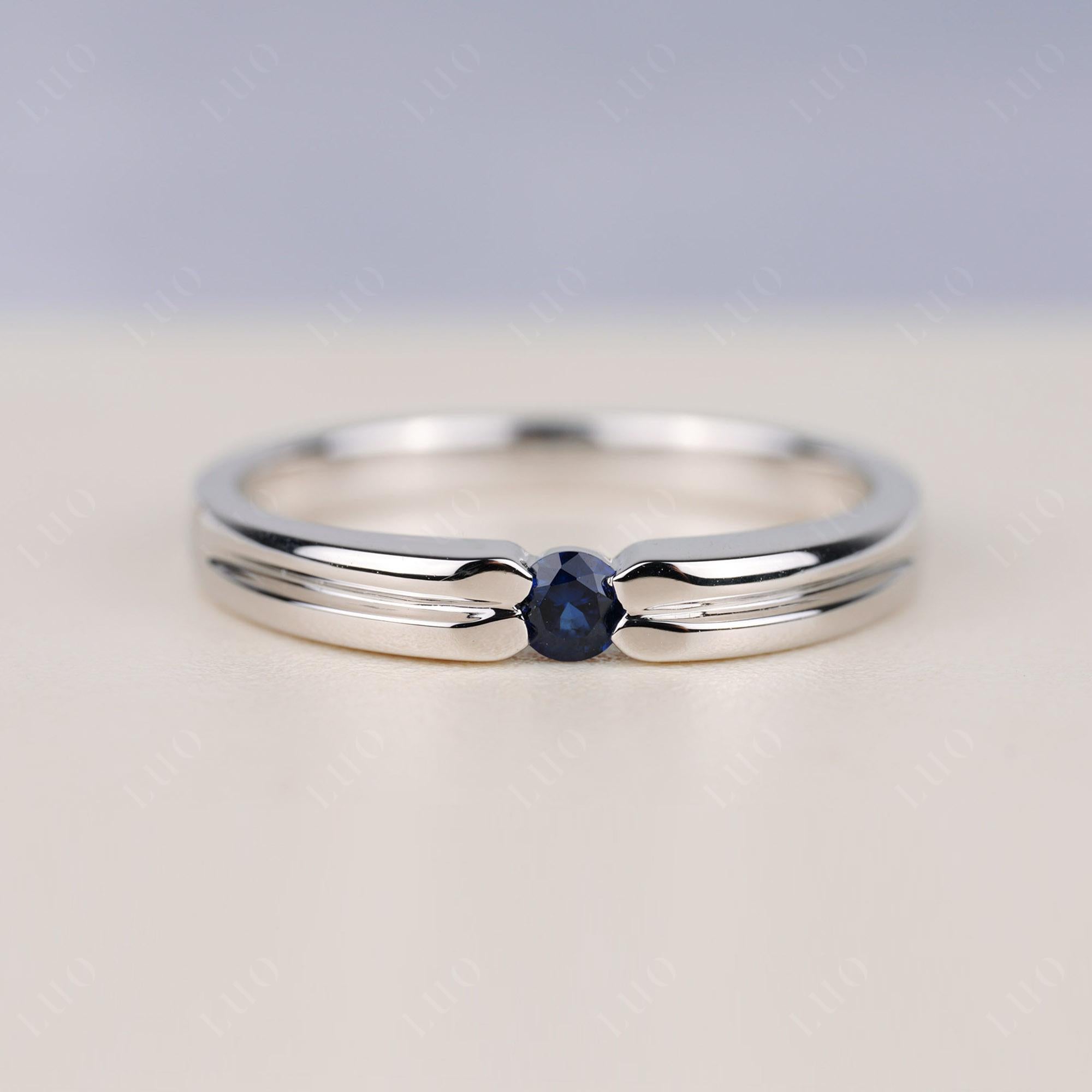 Sapphire Solitaire Band Ring - LUO Jewelry