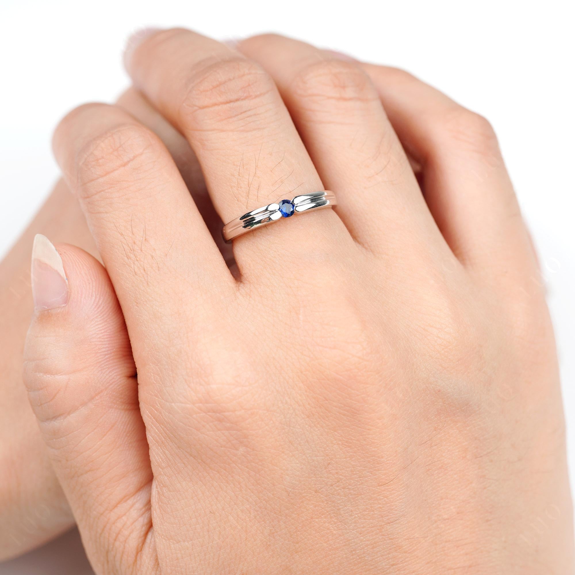 Sapphire Solitaire Band Ring - LUO Jewelry