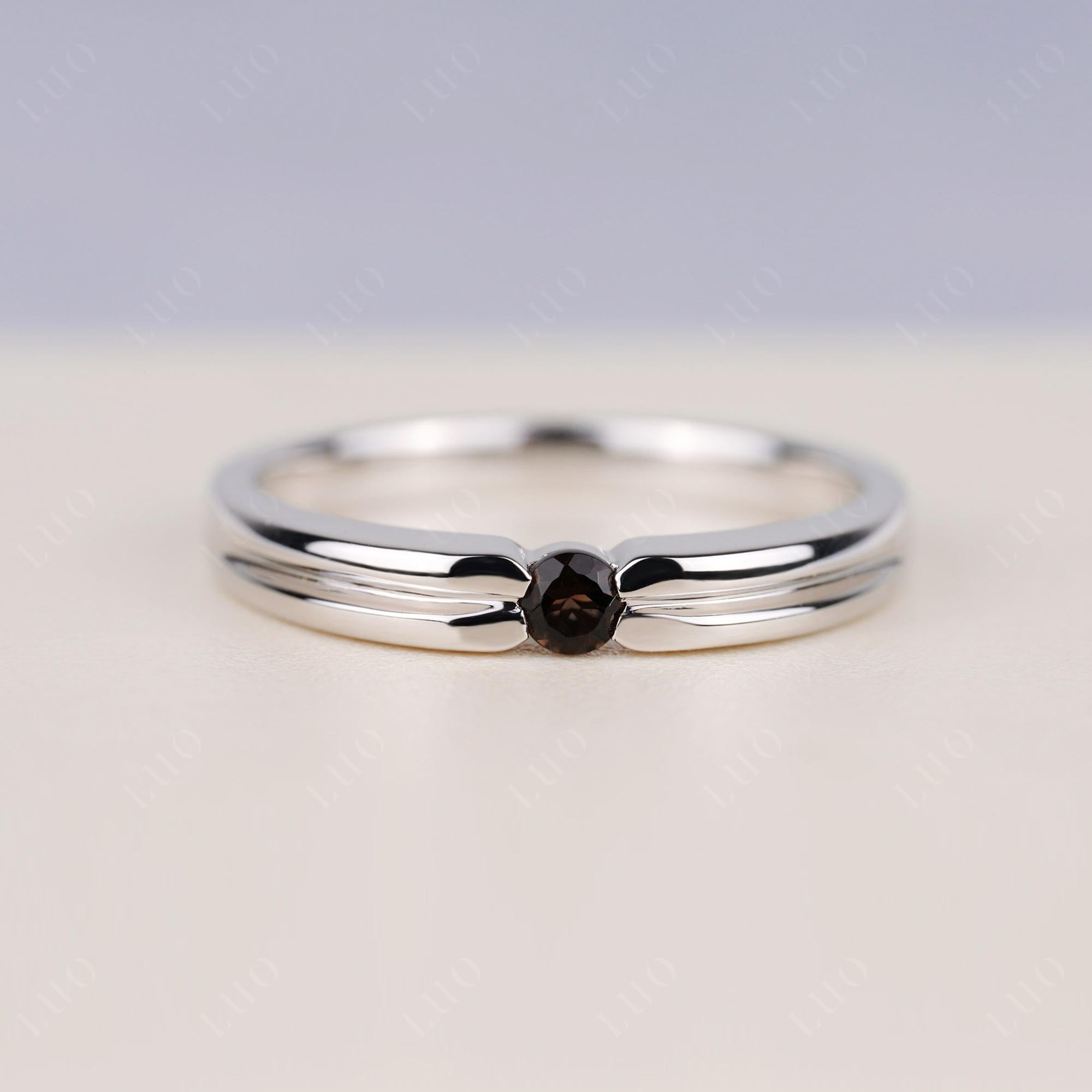 Smoky Quartz Solitaire Band Ring - LUO Jewelry