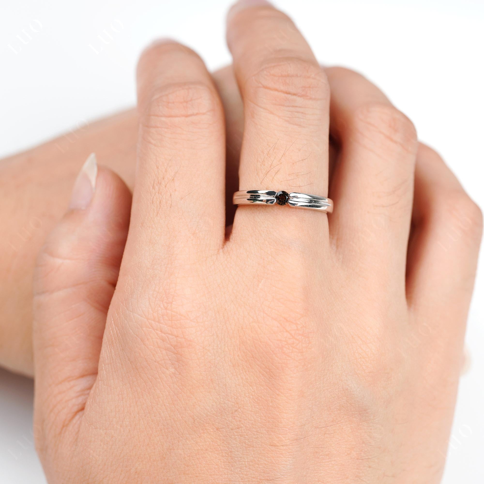 Smoky Quartz Solitaire Band Ring - LUO Jewelry