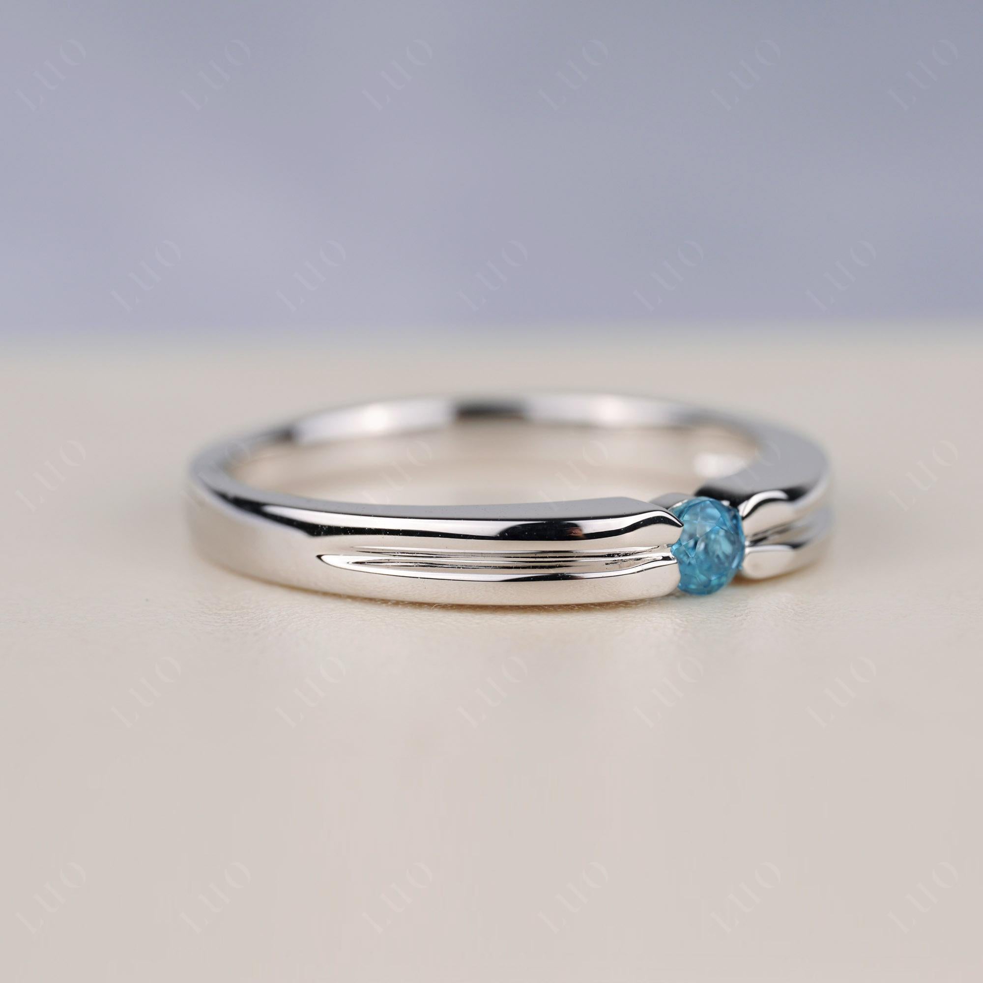 Swiss Blue Topaz Solitaire Band Ring - LUO Jewelry