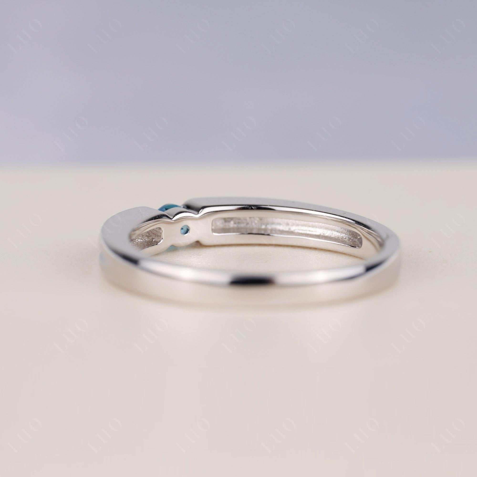 Swiss Blue Topaz Solitaire Band Ring - LUO Jewelry