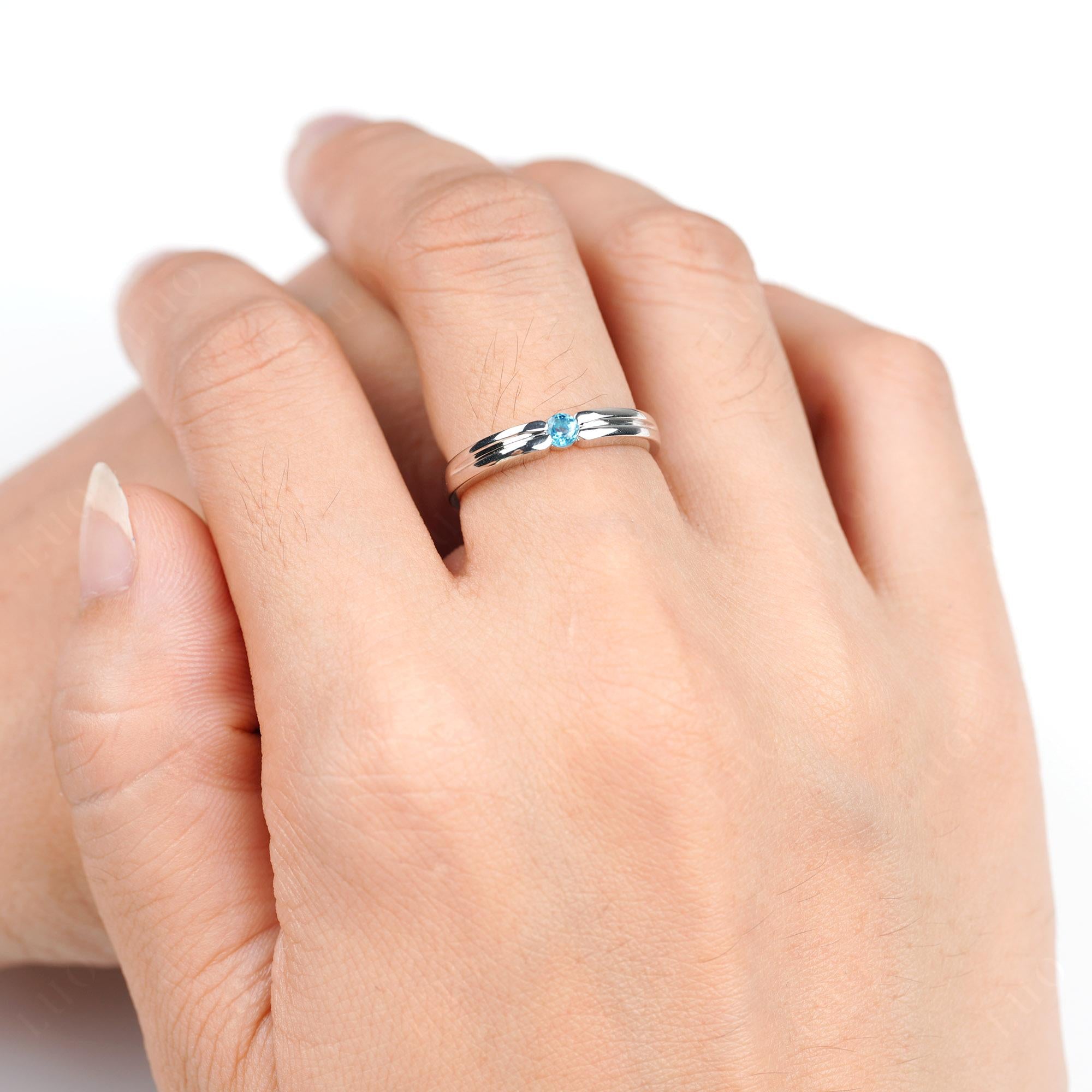 Swiss Blue Topaz Solitaire Band Ring - LUO Jewelry