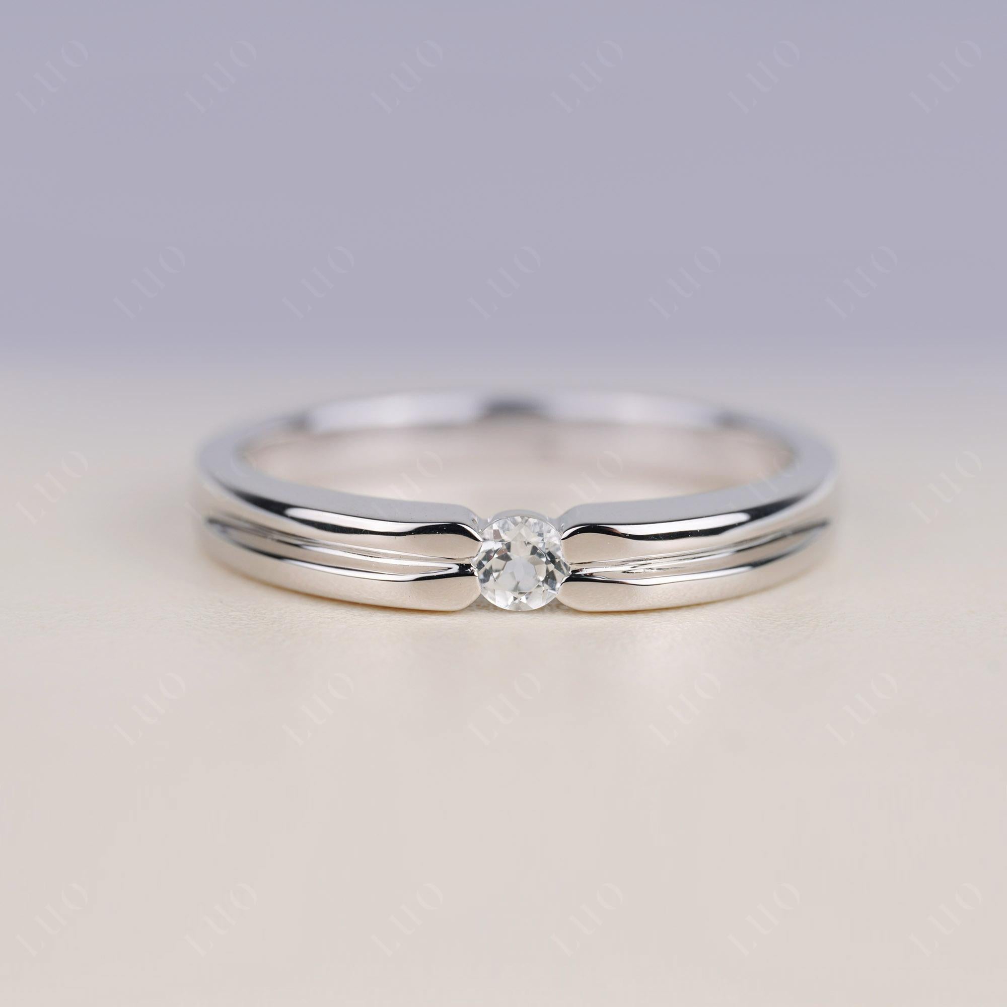 White Topaz Solitaire Band Ring - LUO Jewelry