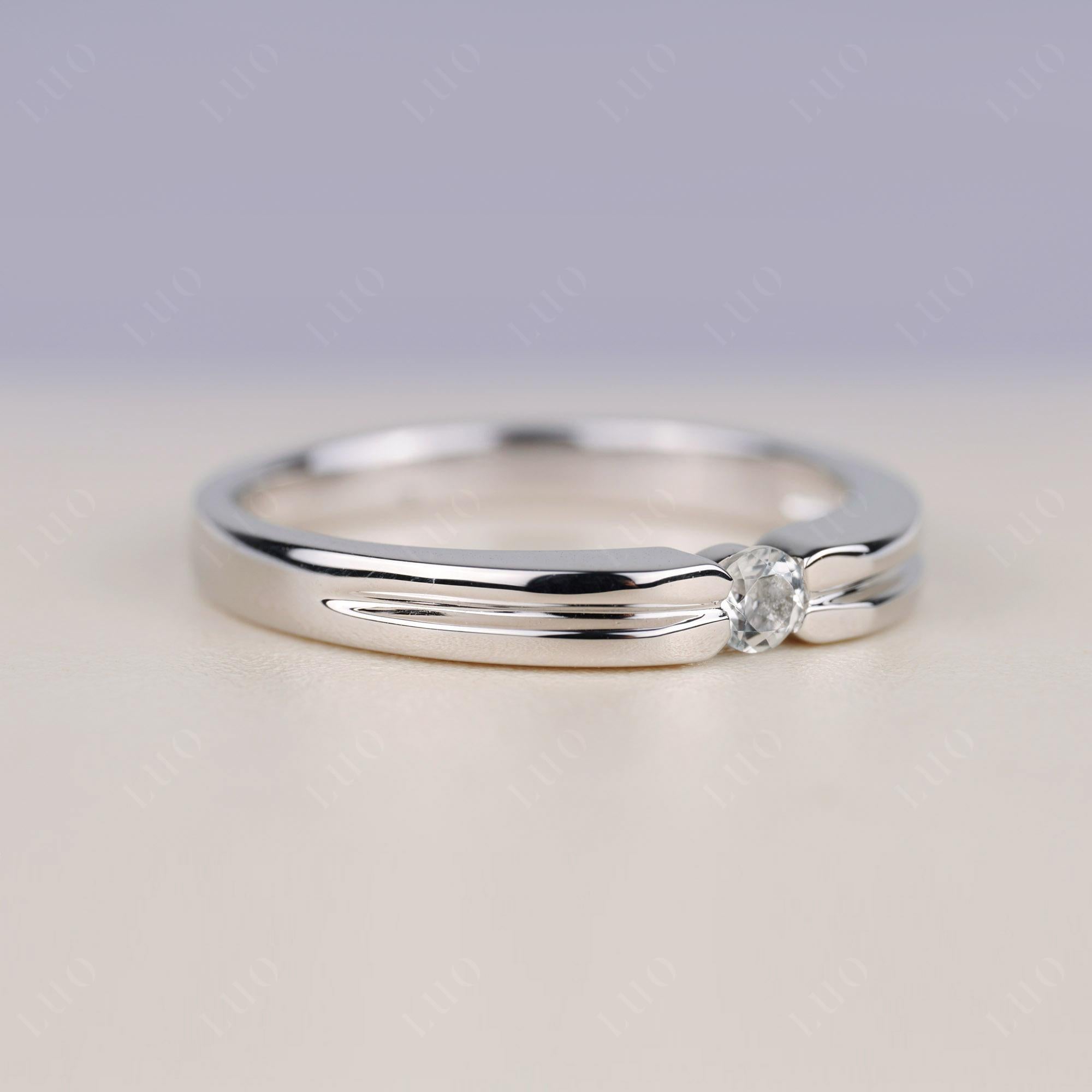 White Topaz Solitaire Band Ring - LUO Jewelry