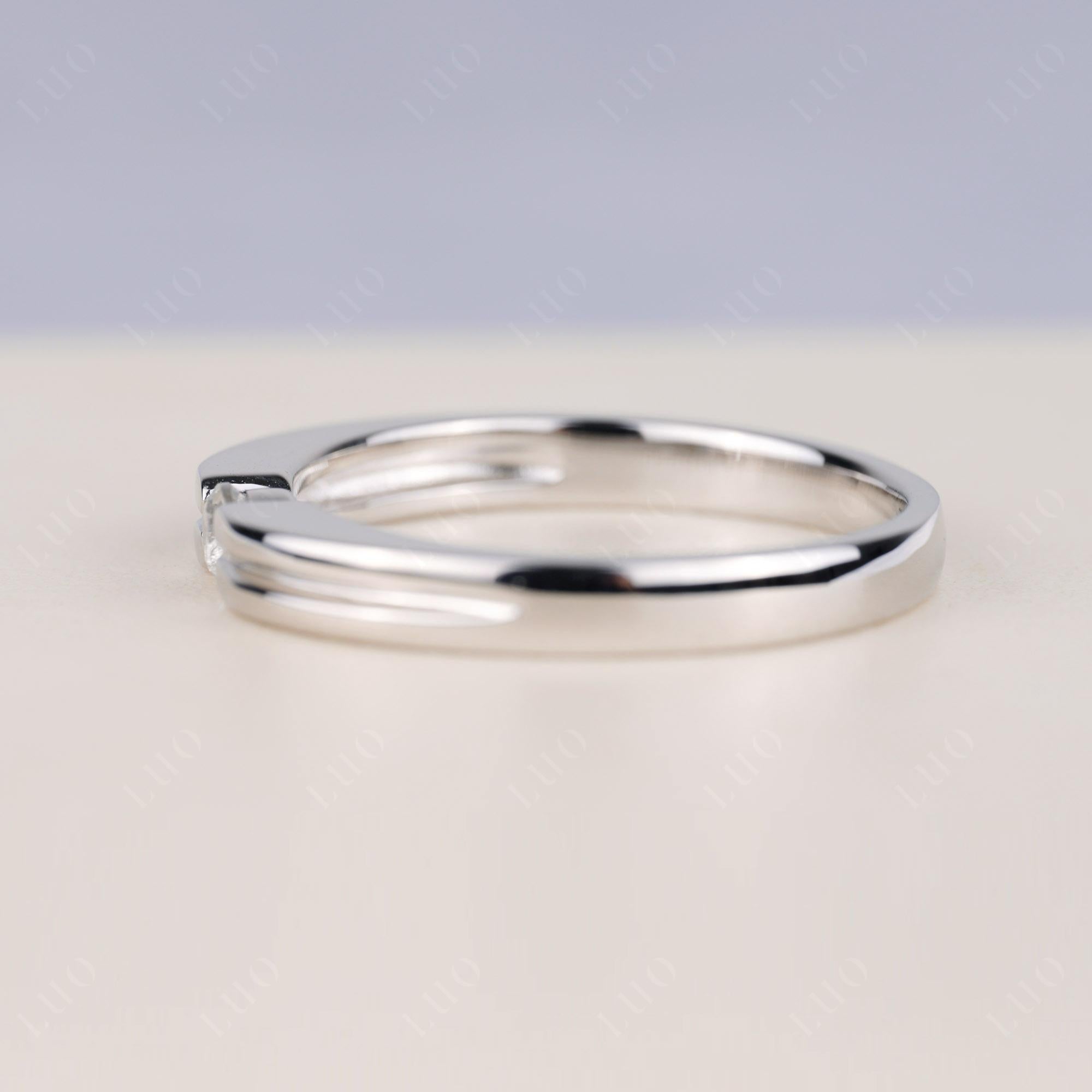 White Topaz Solitaire Band Ring - LUO Jewelry