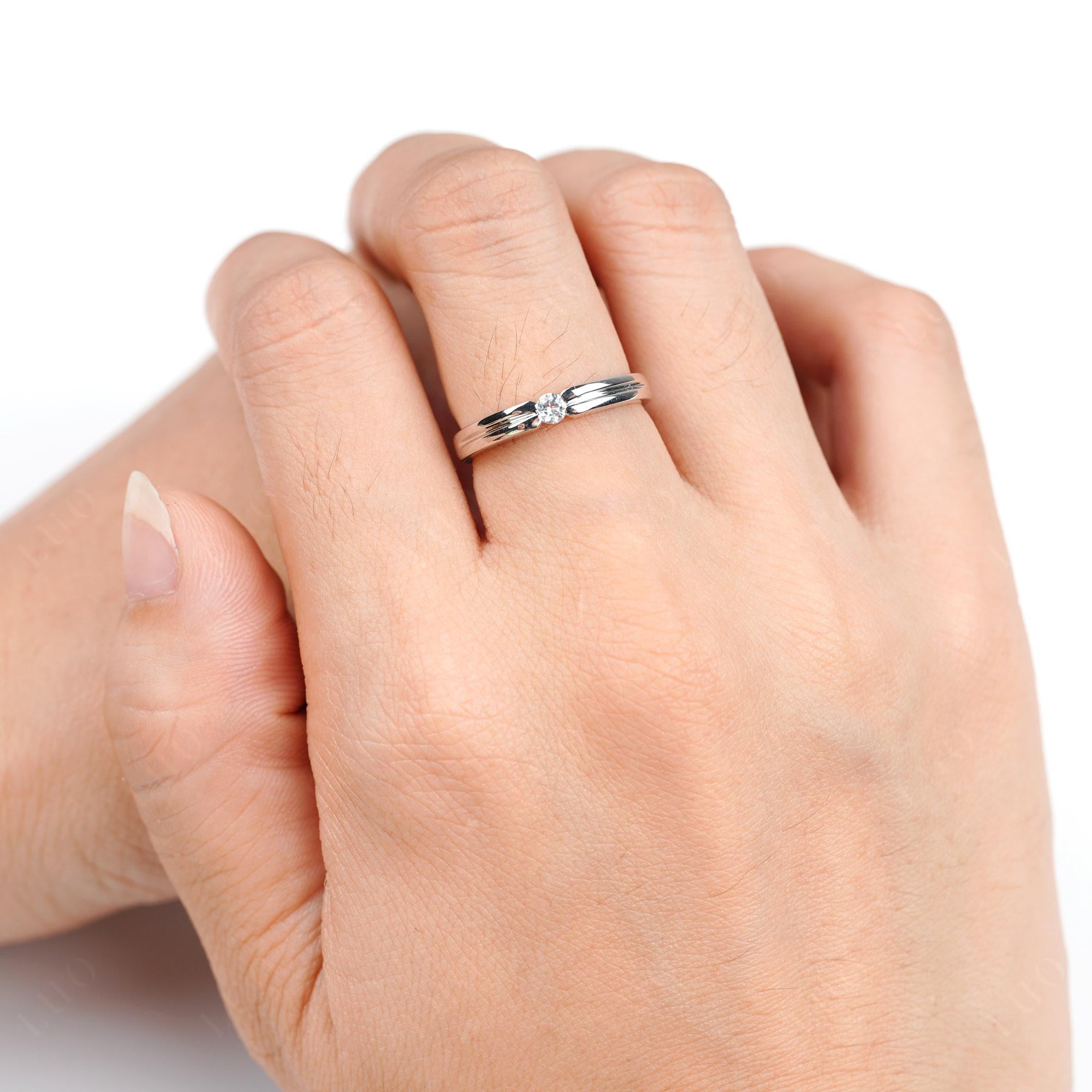 White Topaz Solitaire Band Ring - LUO Jewelry