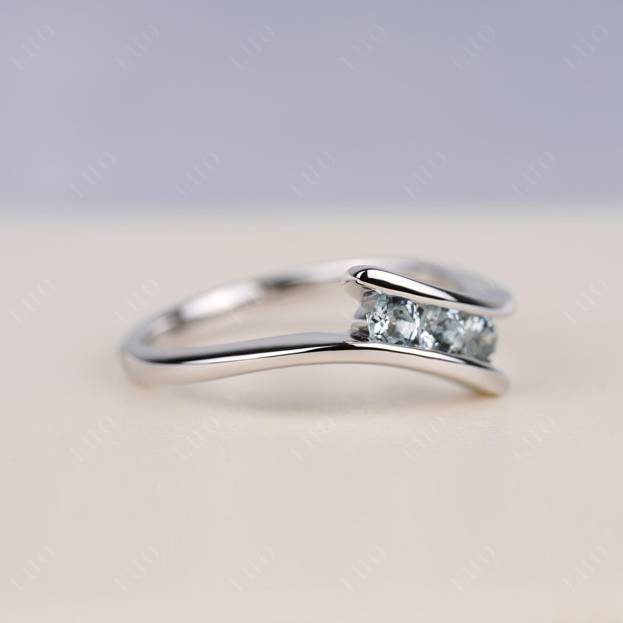 3 Stone Aquamarine Bypass Ring - LUO Jewelry
