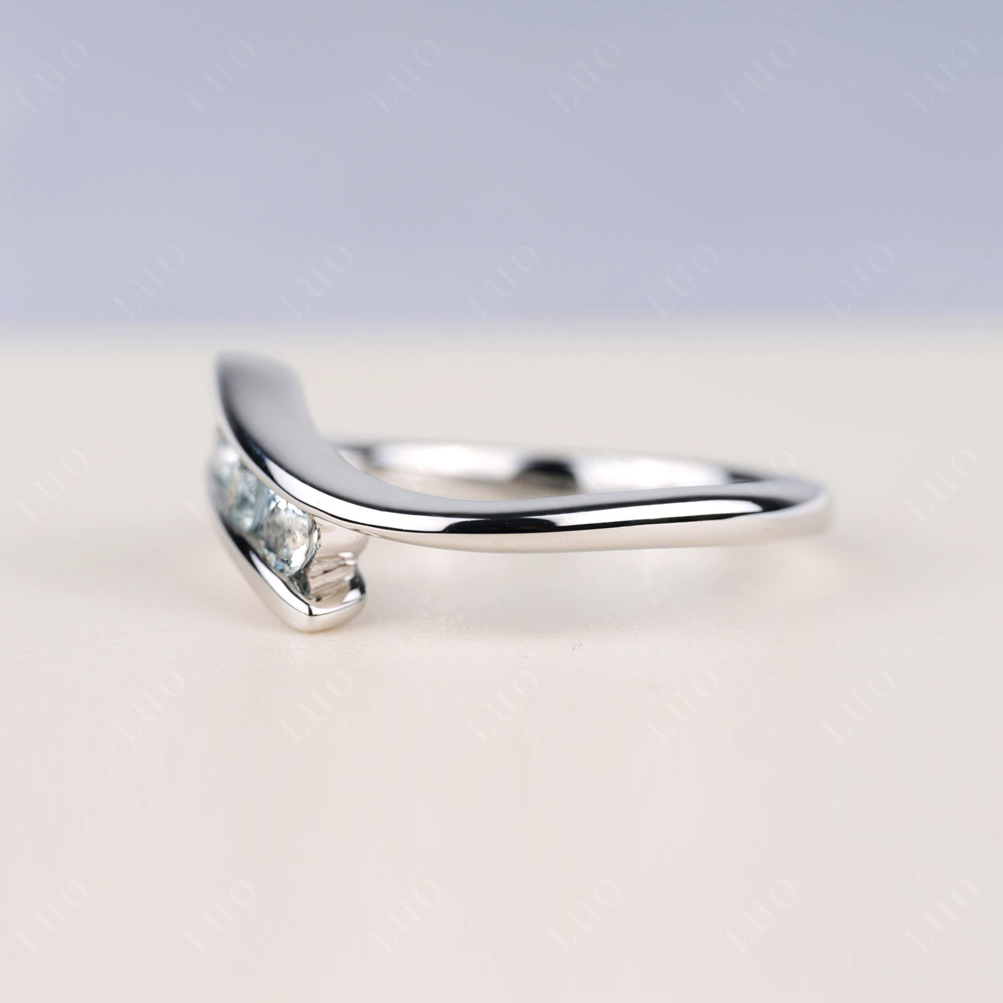 3 Stone Aquamarine Bypass Ring - LUO Jewelry