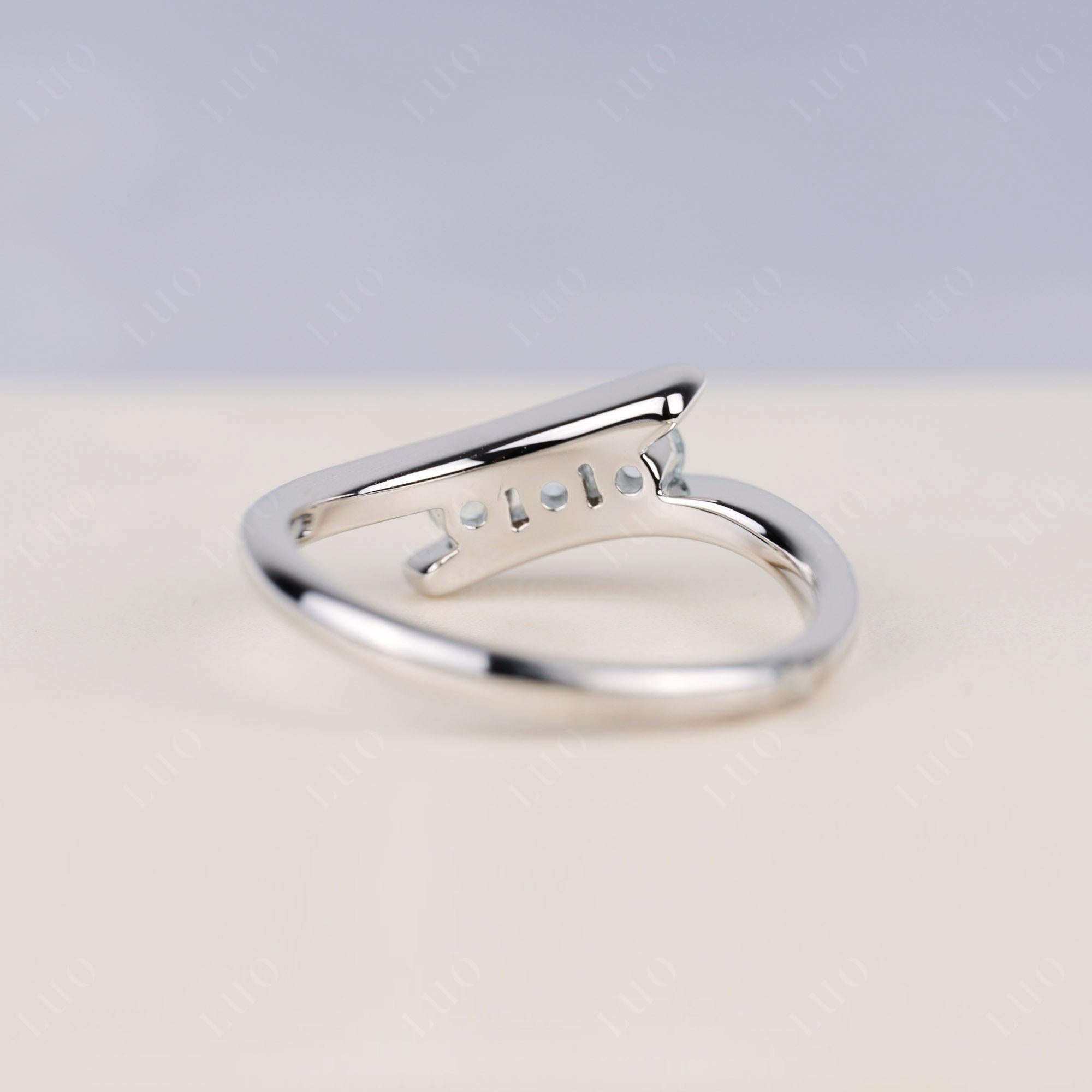 3 Stone Aquamarine Bypass Ring - LUO Jewelry