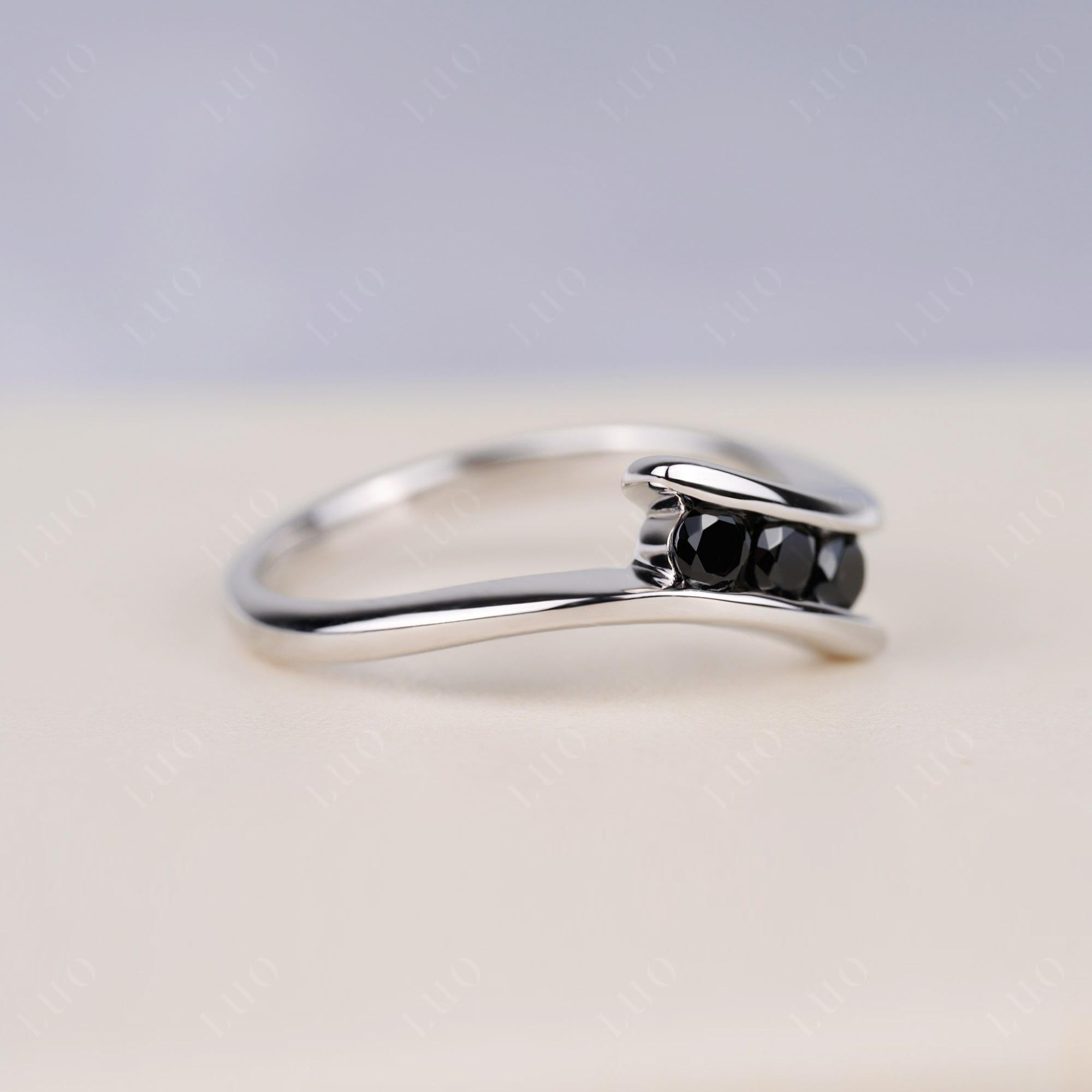3 Stone Black Spinel Bypass Ring - LUO Jewelry