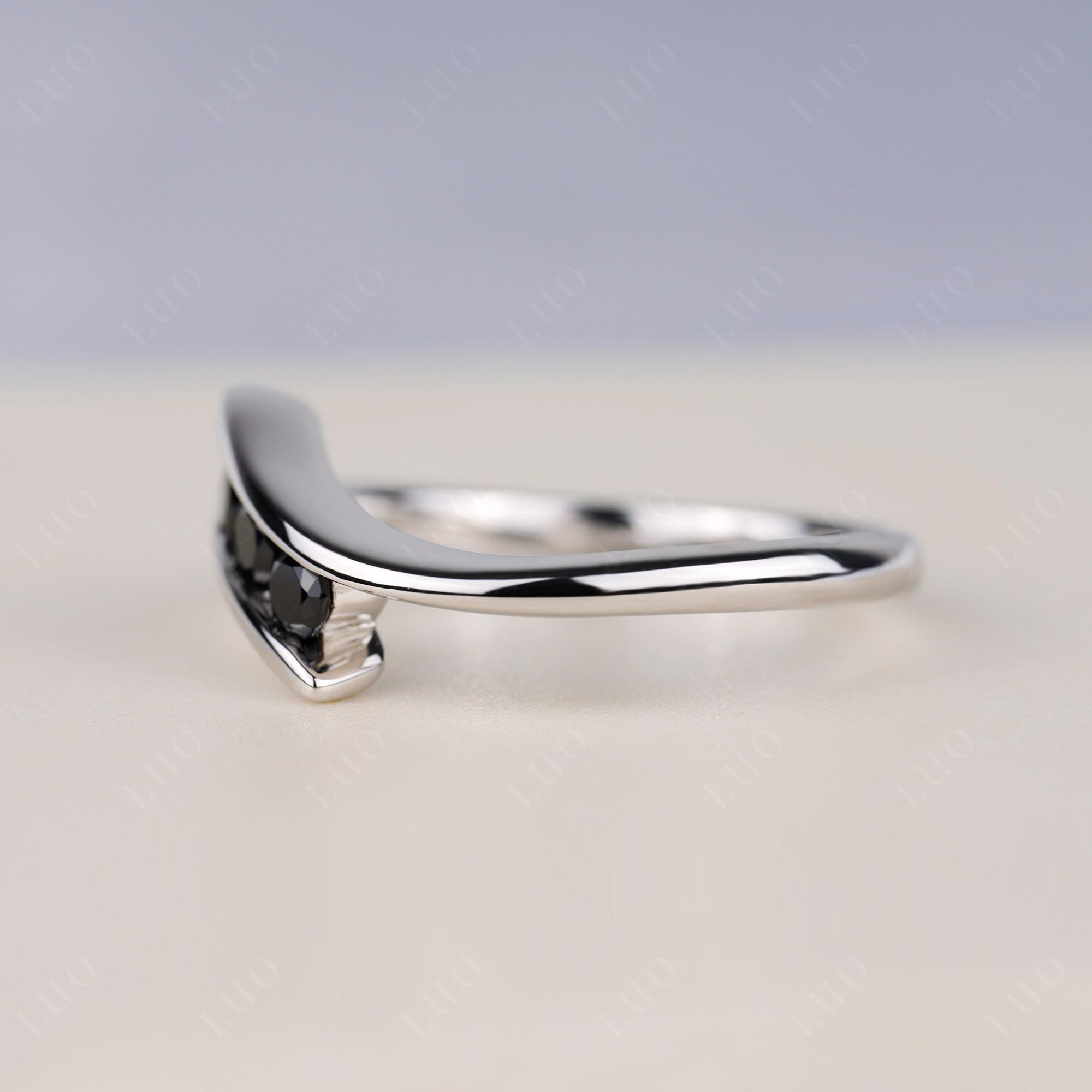 3 Stone Black Spinel Bypass Ring - LUO Jewelry