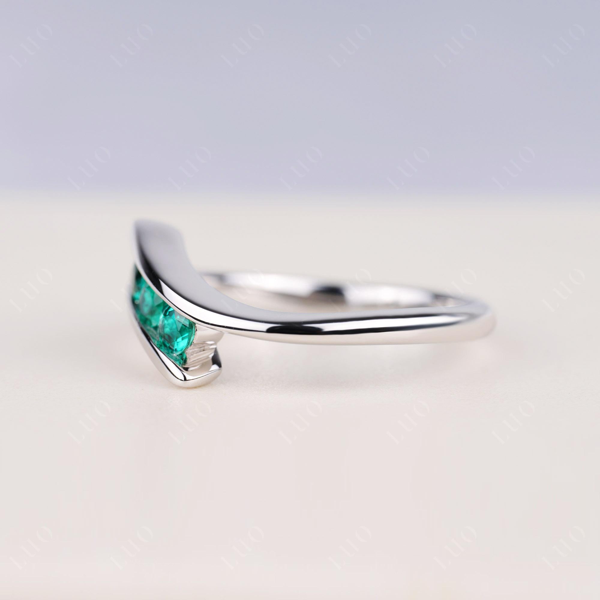 3 Stone Emerald Bypass Ring - LUO Jewelry
