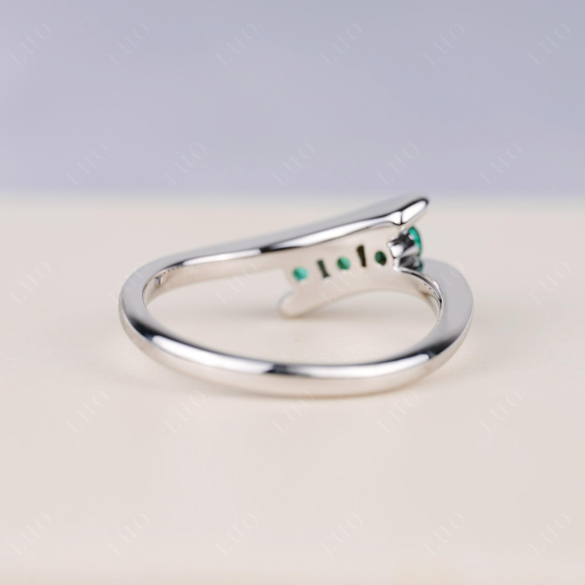 3 Stone Emerald Bypass Ring - LUO Jewelry