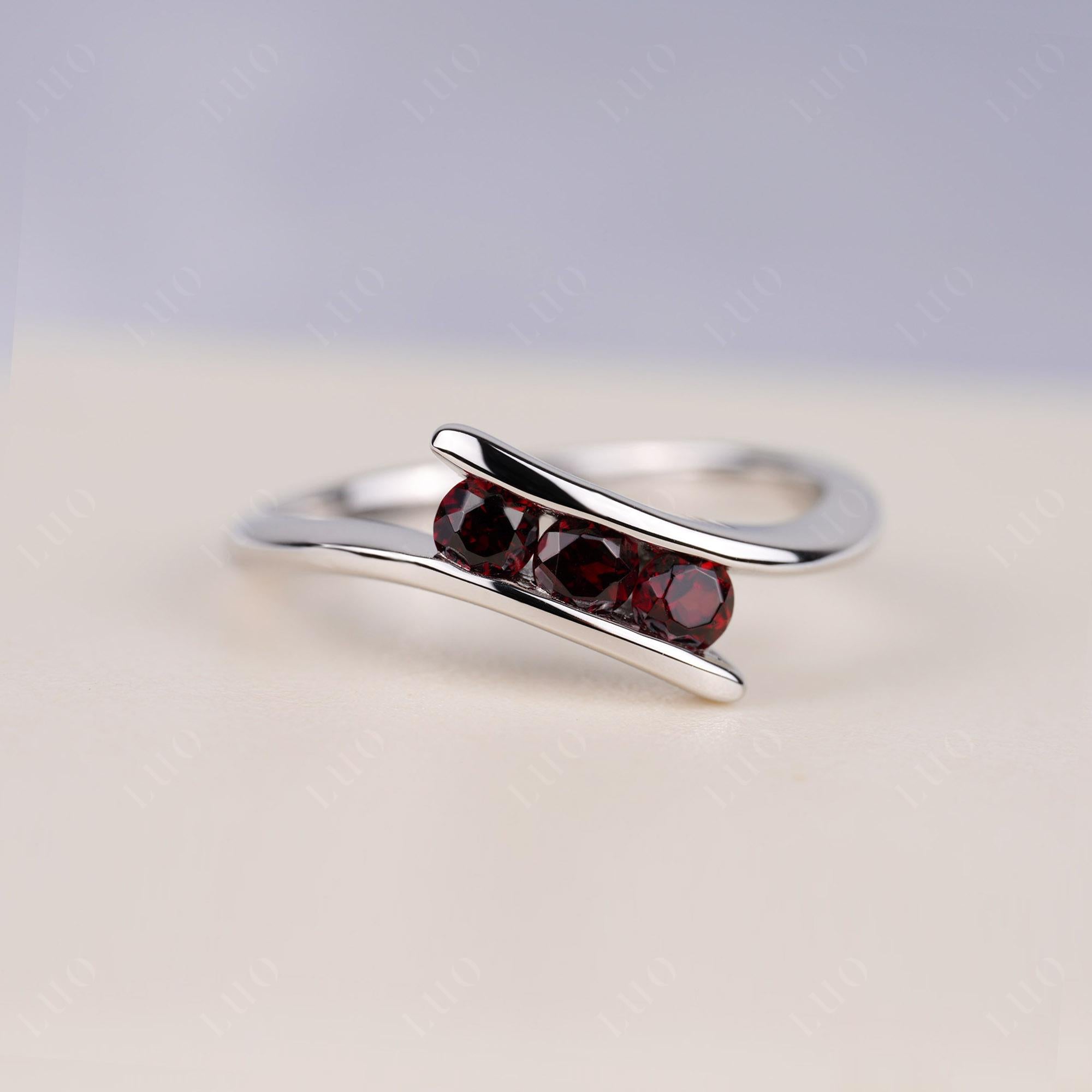 3 Stone Garnet Bypass Ring - LUO Jewelry