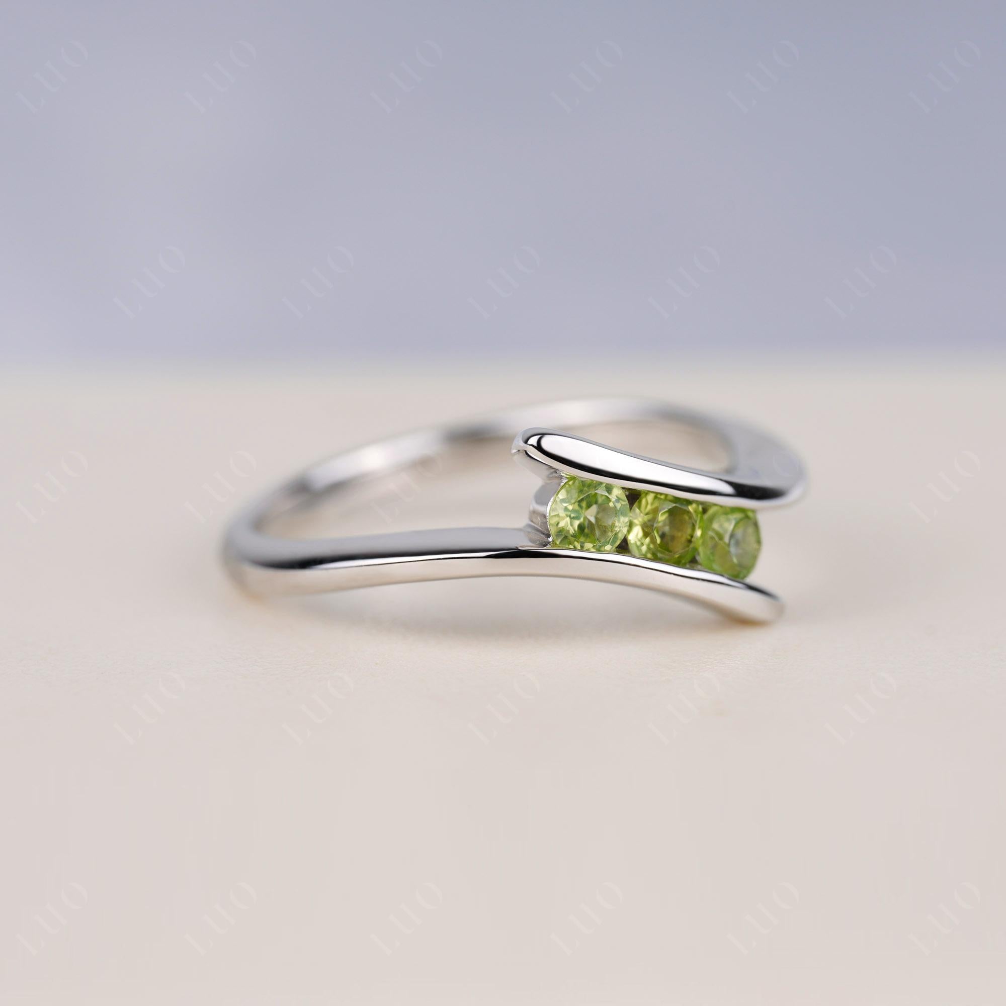 3 Stone Peridot Bypass Ring - LUO Jewelry