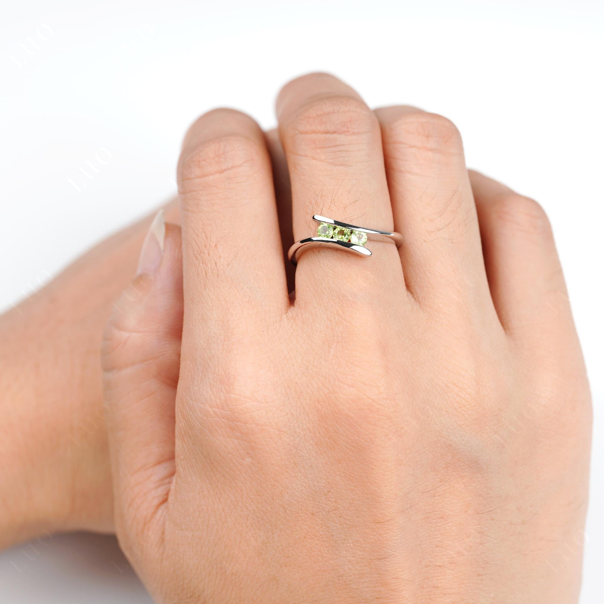 3 Stone Peridot Bypass Ring - LUO Jewelry