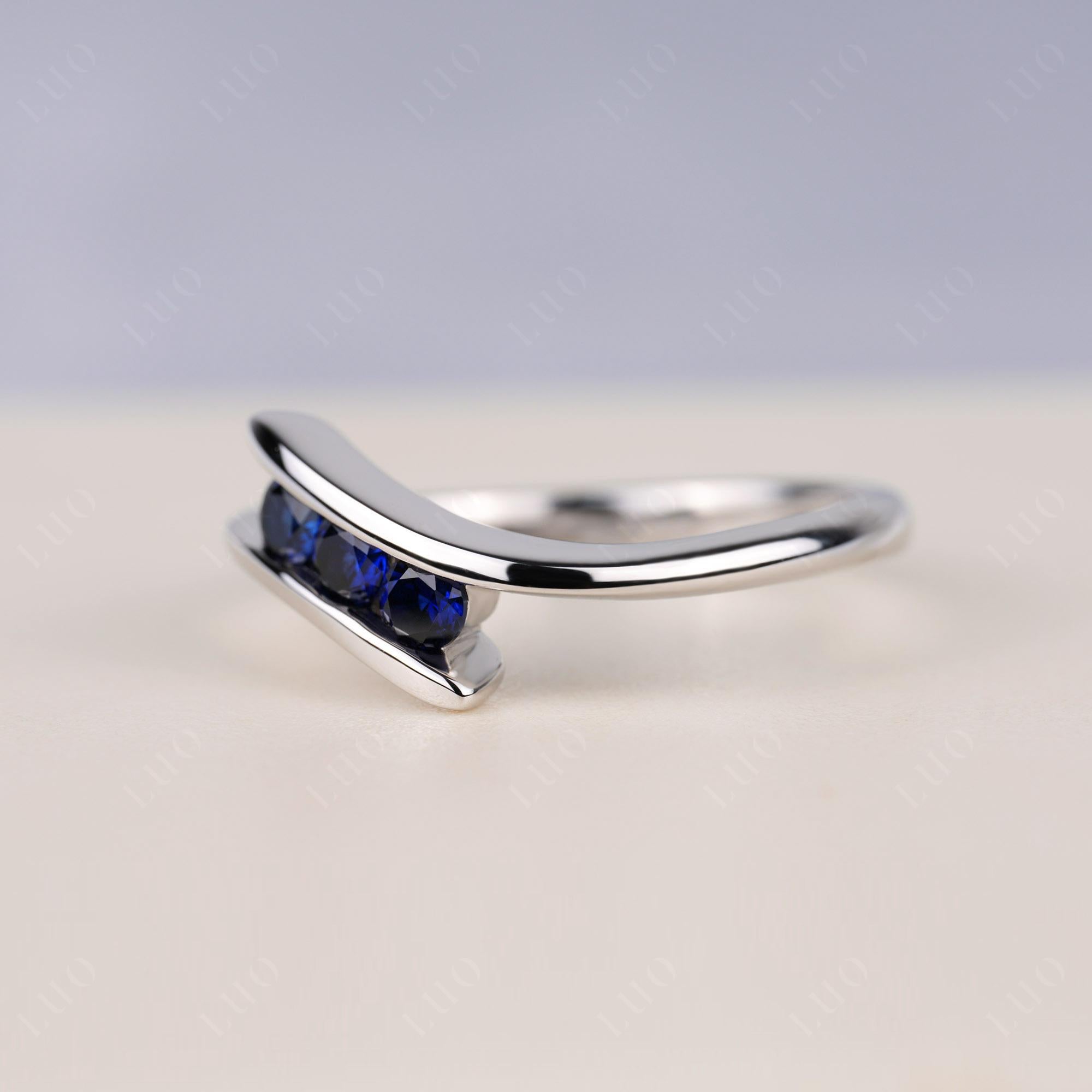 3 Stone Sapphire Bypass Ring - LUO Jewelry