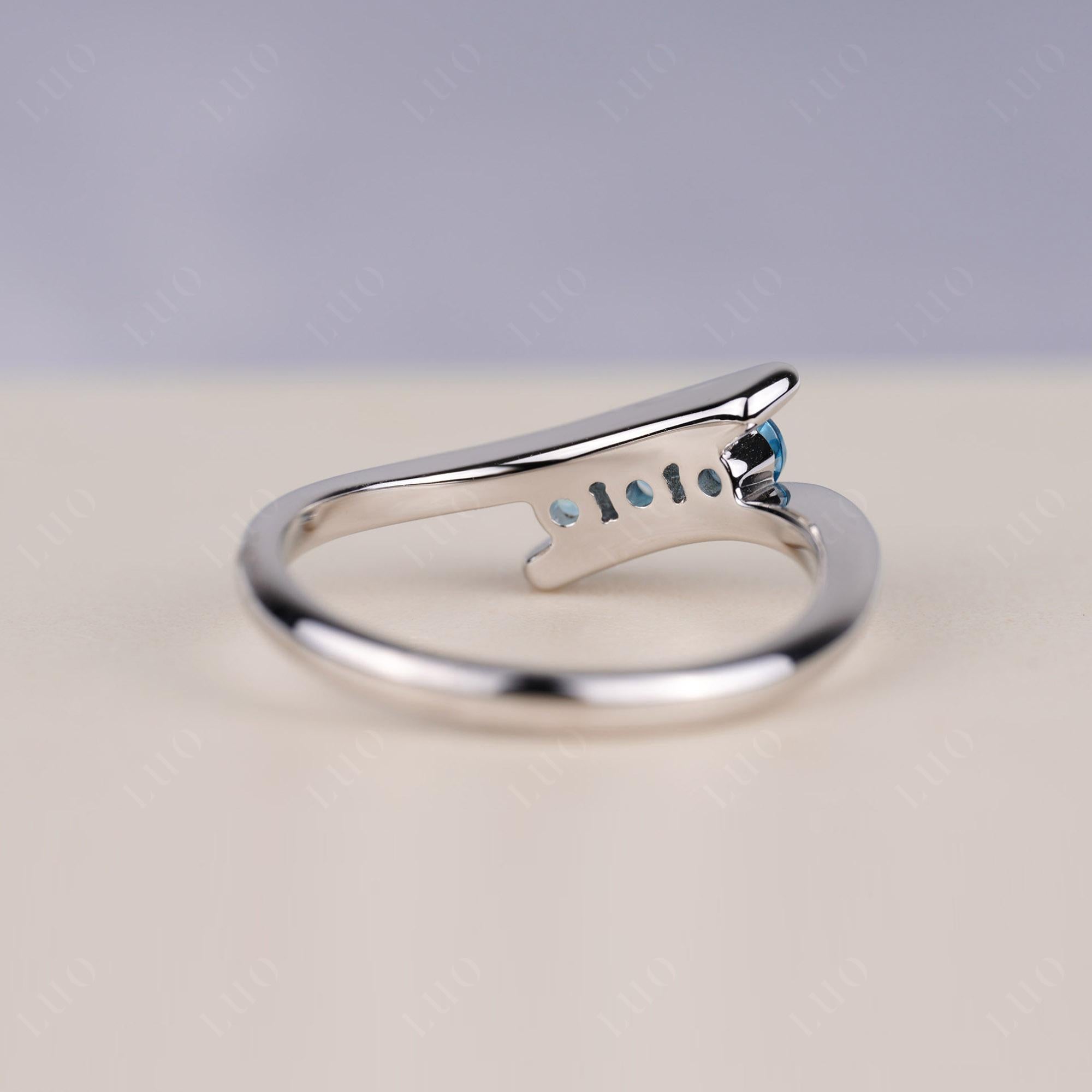 3 Stone Swiss Blue Topaz Bypass Ring - LUO Jewelry