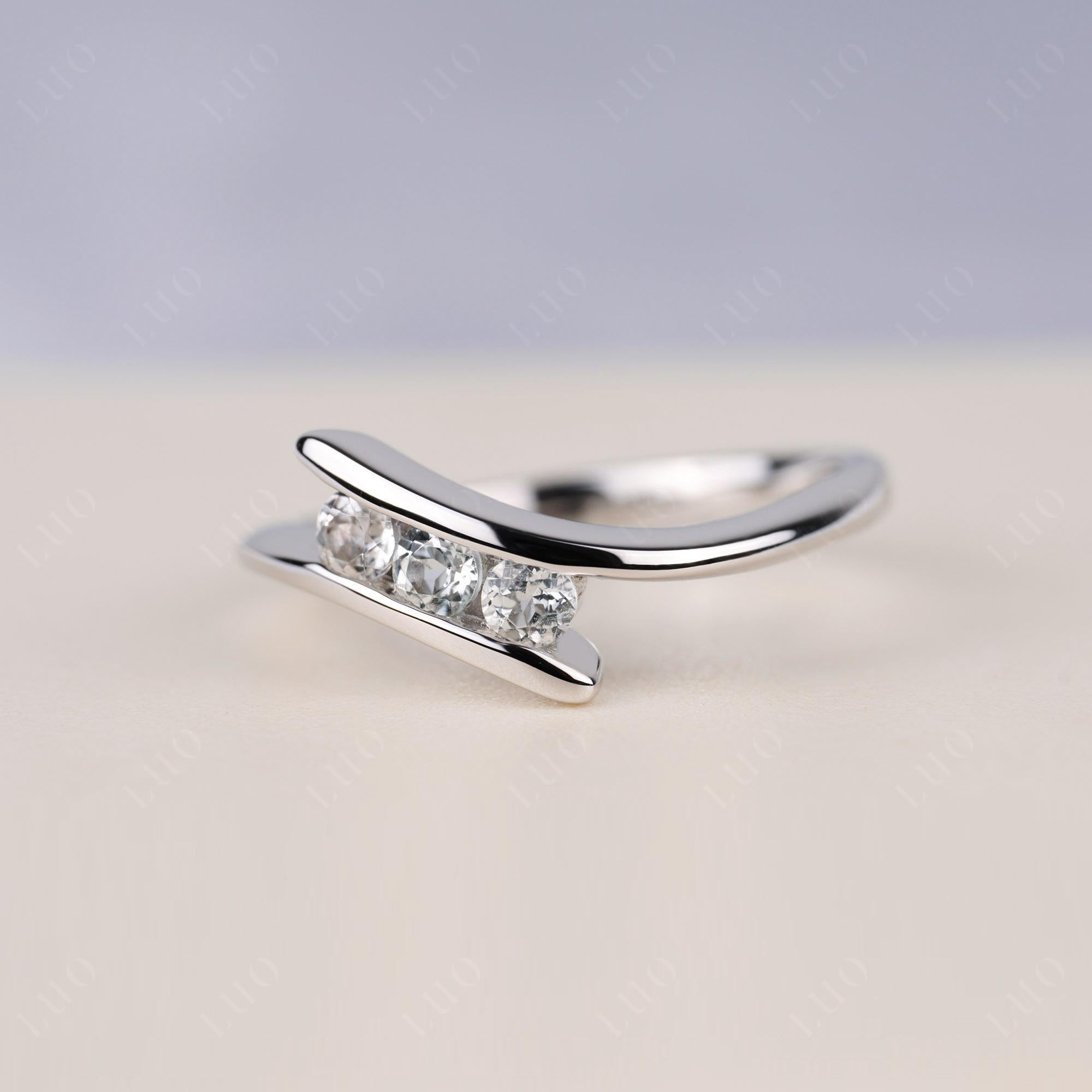 3 Stone White Topaz Bypass Ring - LUO Jewelry