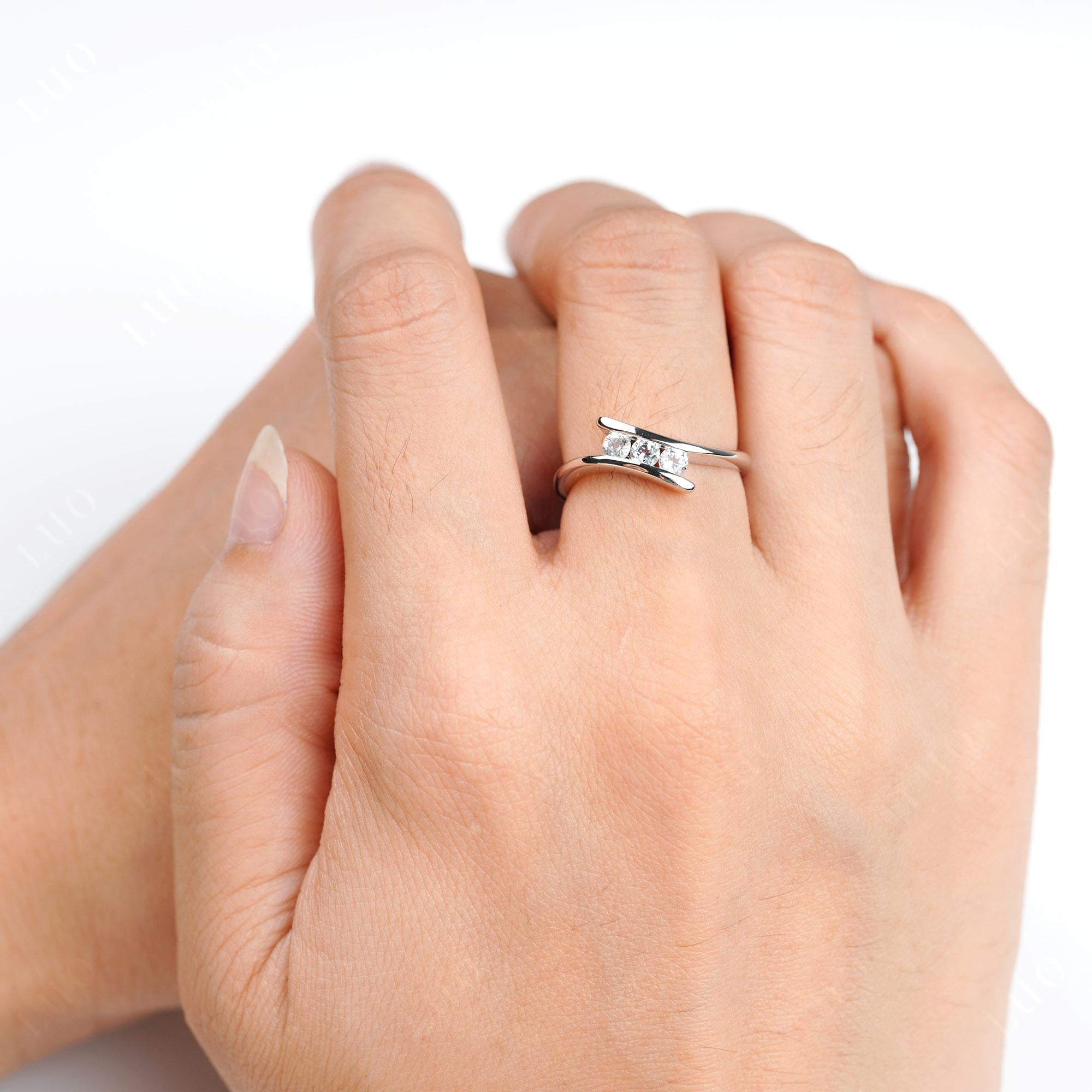 3 Stone White Topaz Bypass Ring - LUO Jewelry