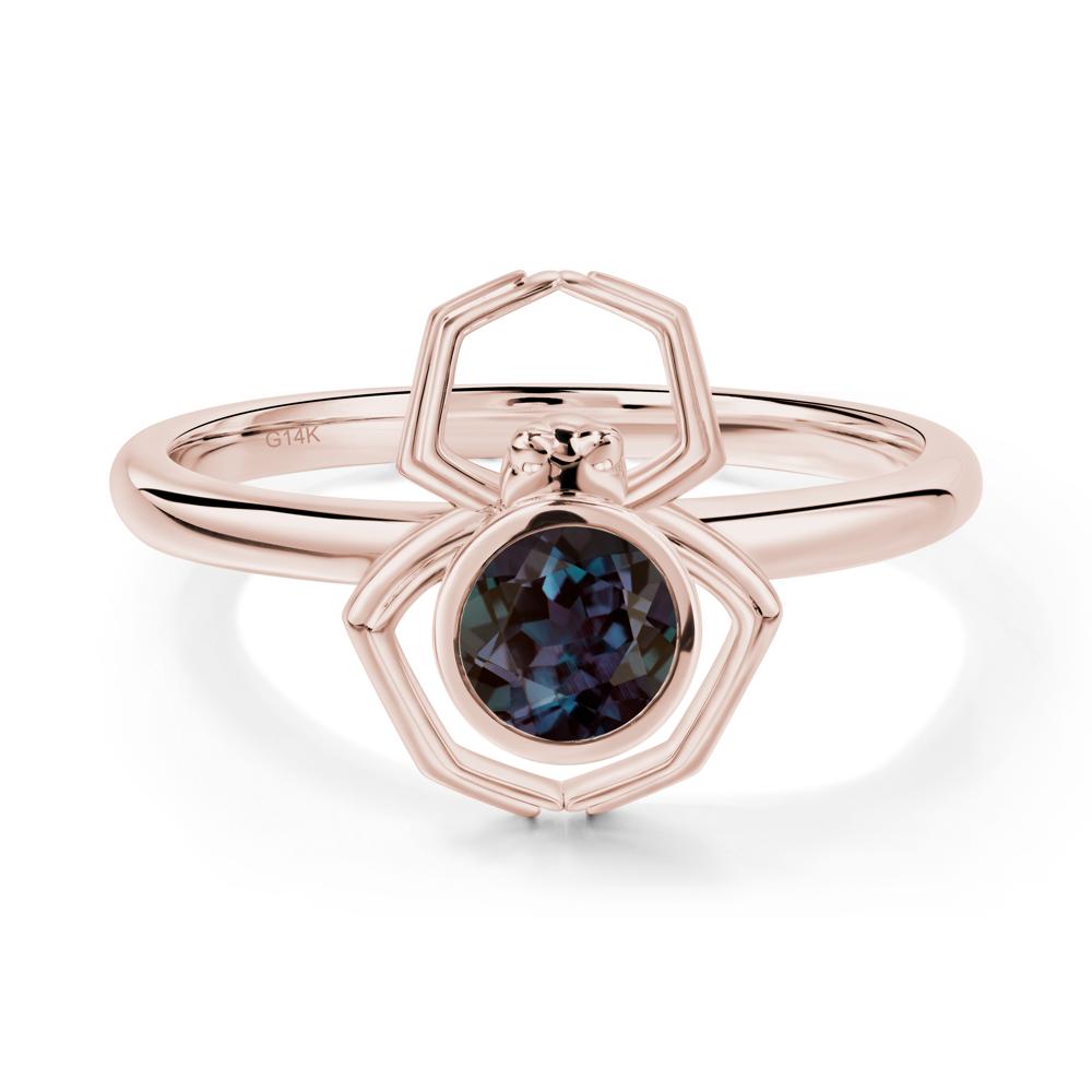 Alexandrite Bezel Set Spider Ring - LUO Jewelry #metal_14k rose gold