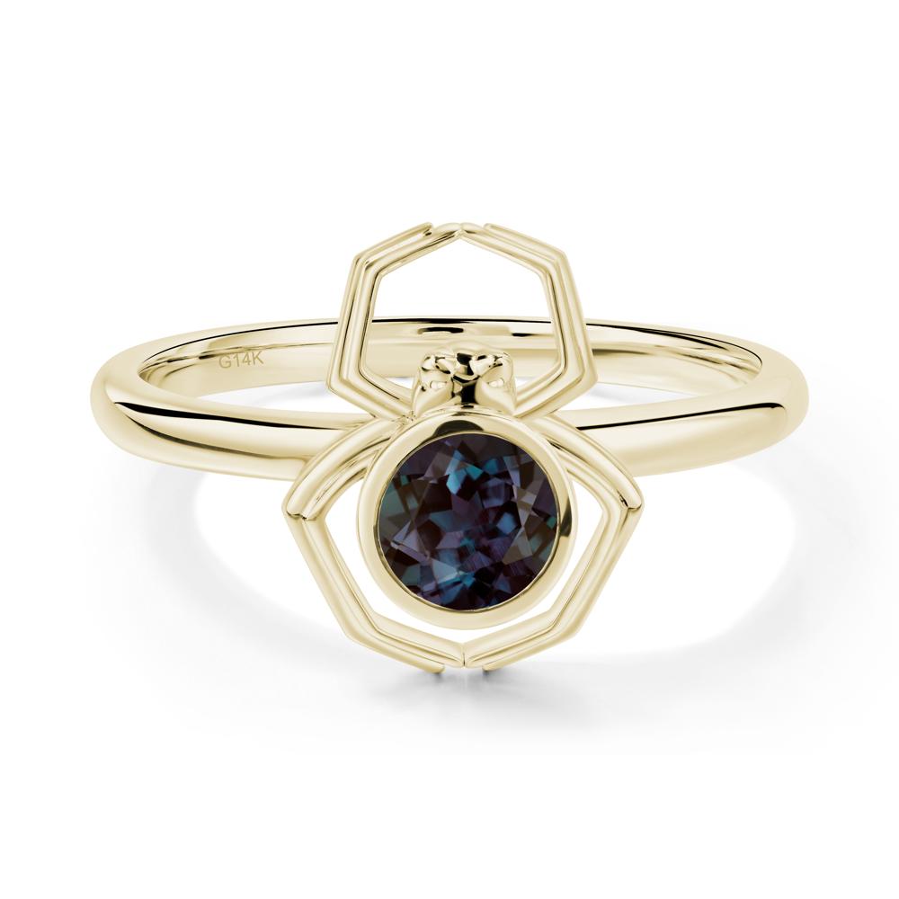 Alexandrite Bezel Set Spider Ring - LUO Jewelry #metal_14k yellow gold