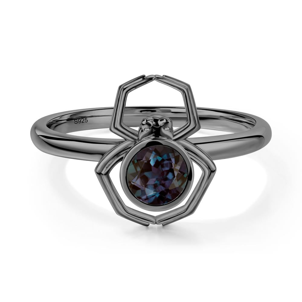Alexandrite Bezel Set Spider Ring - LUO Jewelry #metal_black finish sterling silver