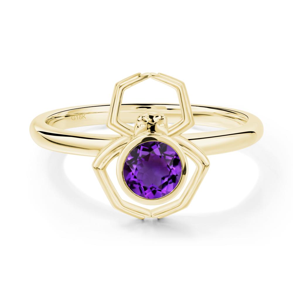 Amethyst Bezel Set Spider Ring - LUO Jewelry #metal_18k yellow gold