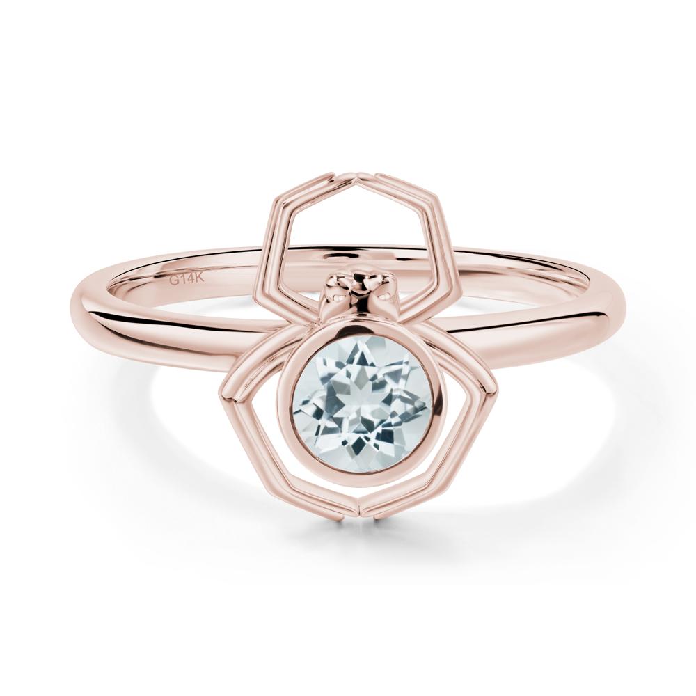 Aquamarine Bezel Set Spider Ring - LUO Jewelry #metal_14k rose gold