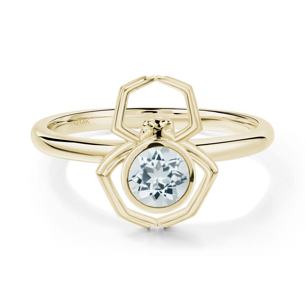 Aquamarine Bezel Set Spider Ring - LUO Jewelry #metal_14k yellow gold
