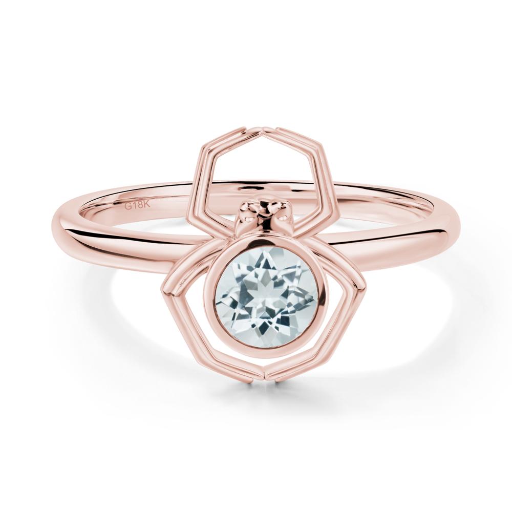 Aquamarine Bezel Set Spider Ring - LUO Jewelry #metal_18k rose gold