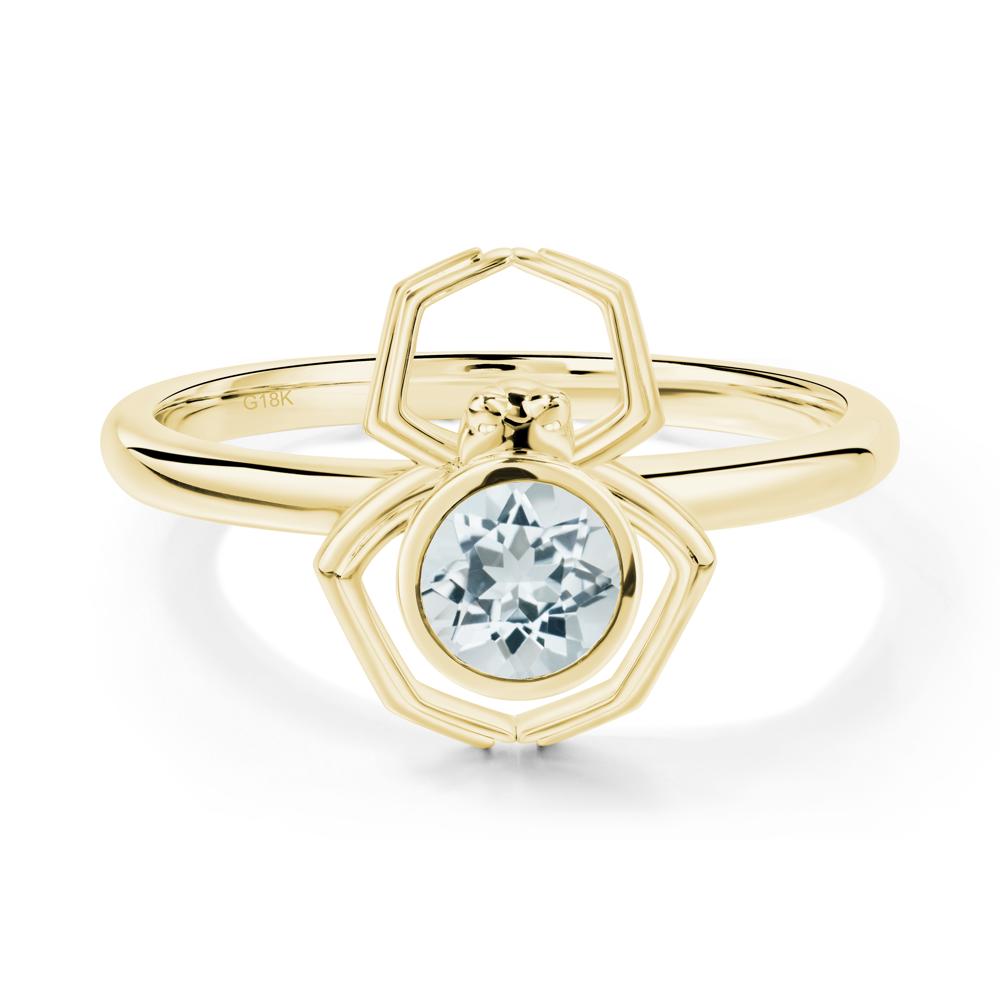 Aquamarine Bezel Set Spider Ring - LUO Jewelry #metal_18k yellow gold