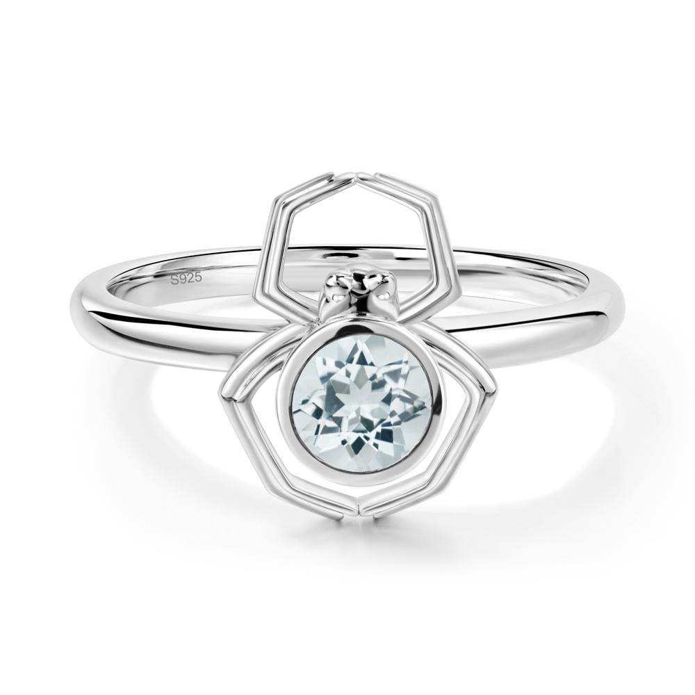 Aquamarine Bezel Set Spider Ring - LUO Jewelry #metal_sterling silver