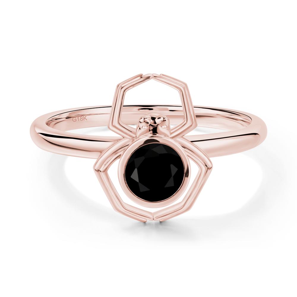 Black Spinel Bezel Set Spider Ring - LUO Jewelry #metal_18k rose gold