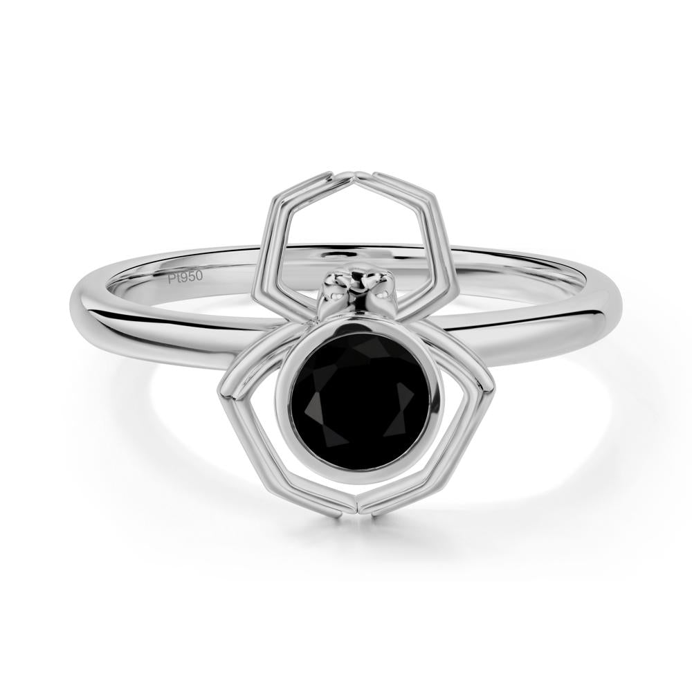 Black Spinel Bezel Set Spider Ring - LUO Jewelry #metal_platinum