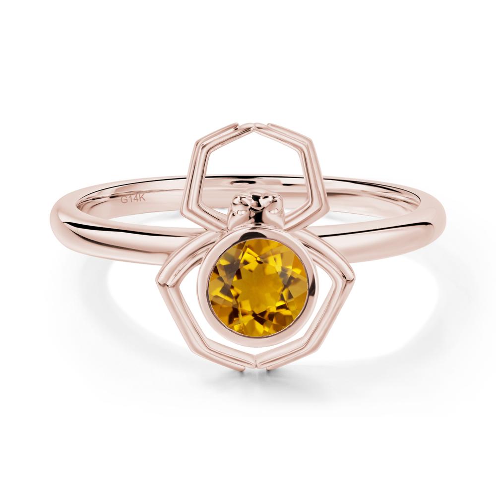 Citrine Bezel Set Spider Ring - LUO Jewelry #metal_14k rose gold