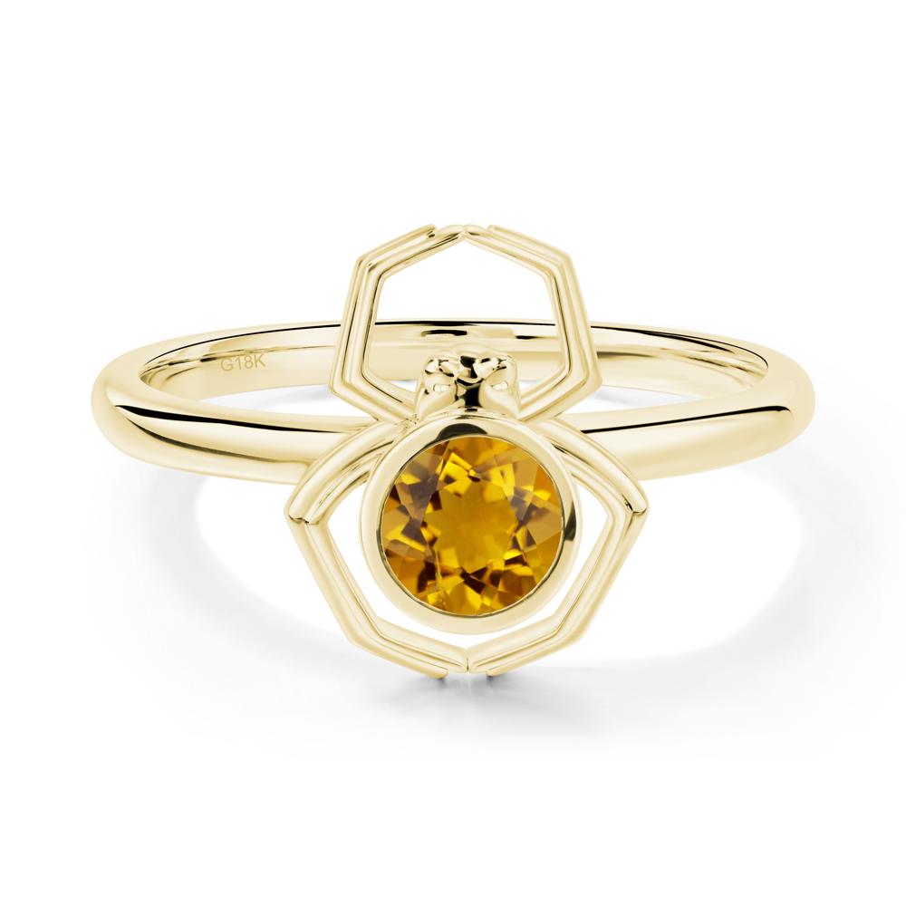 Citrine Bezel Set Spider Ring - LUO Jewelry #metal_18k yellow gold